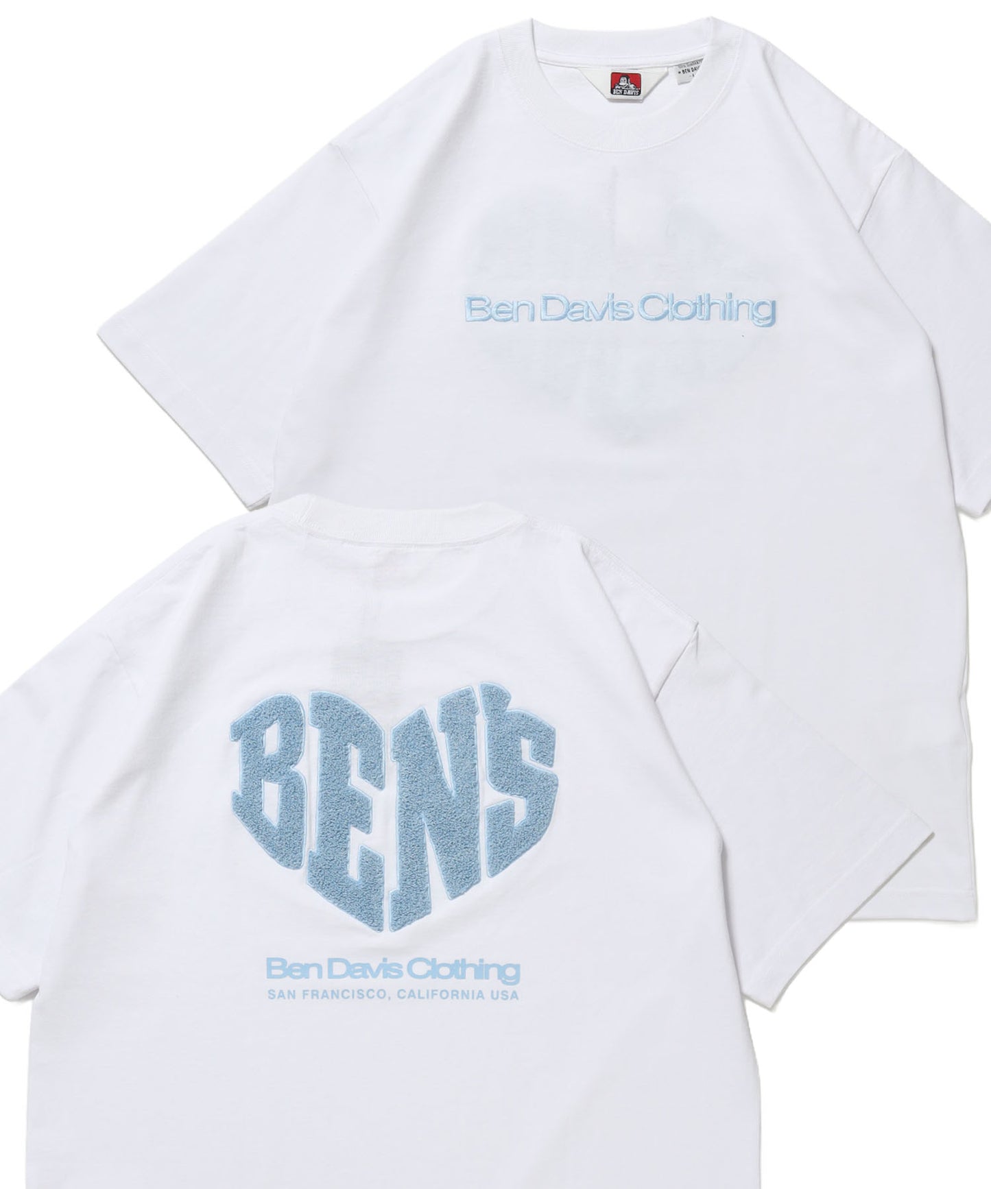HEART CHENILLE 3 TEE / Tシャツ 半袖 クルーネック 刺繍 ワンポイント ユニセックス オーバーサイズ サガラ ホワイト