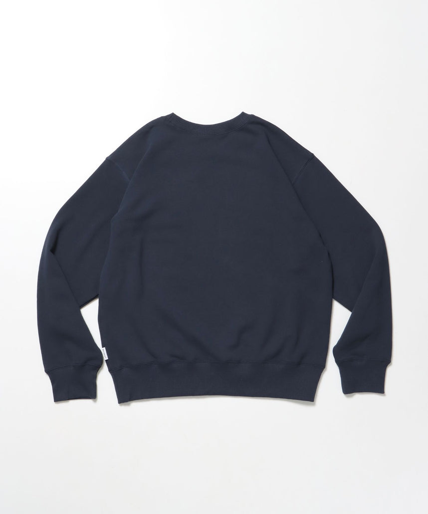 70'S FIT CRACK LOGO CREW / スウェット クルーネック 裏毛 長袖 短丈 ロゴプリント ネイビー