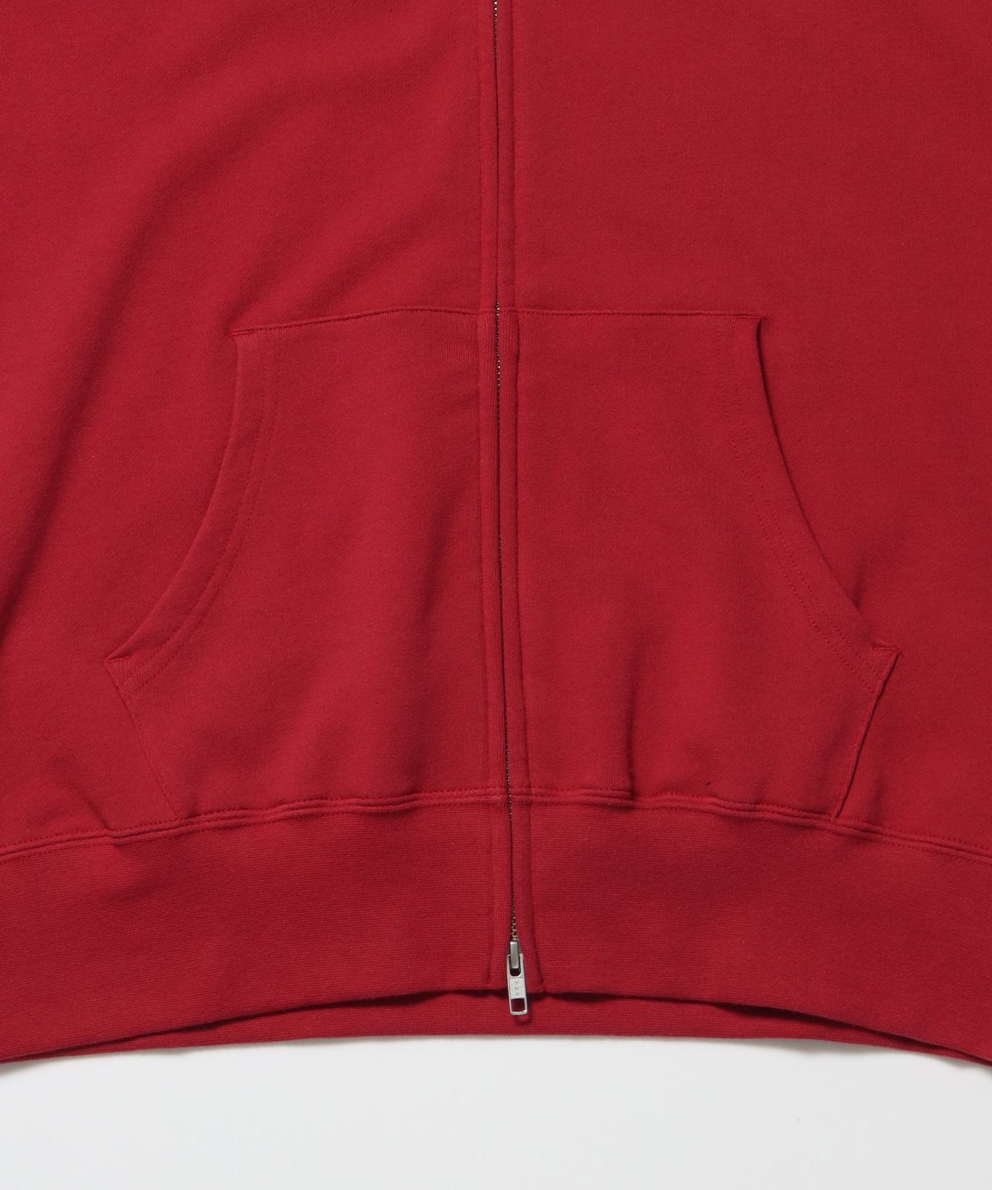 70'S FIT ZIP HOODIE / ジップパーカー 刺繍 フーディ ダブルジップ 裏毛 短丈 レッド