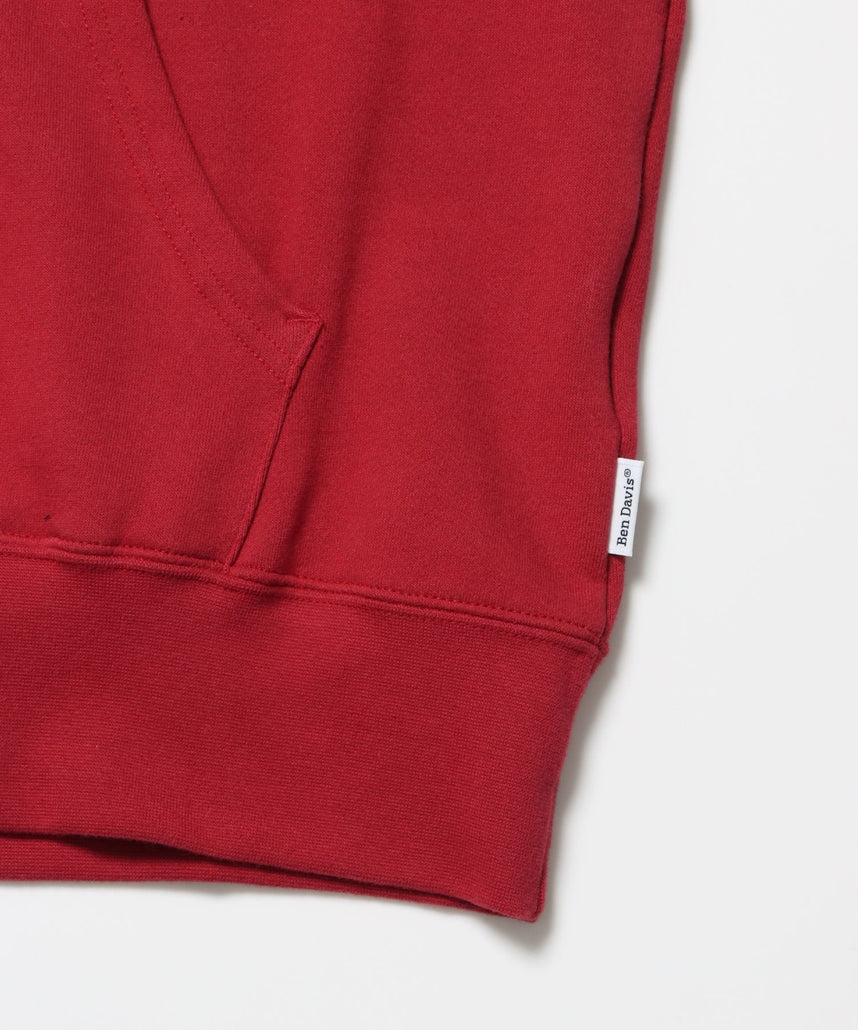 70'S FIT ZIP HOODIE / ジップパーカー 刺繍 フーディ ダブルジップ 裏毛 短丈 レッド