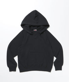 70’S FIT AFTER HOODIE / ビッグシルエット プルオーバー フーディ 裏毛 ワッフル 短丈 ブラック