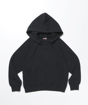 70’S FIT AFTER HOODIE / ビッグシルエット プルオーバー フーディ 裏毛 ワッフル 短丈 ブラック