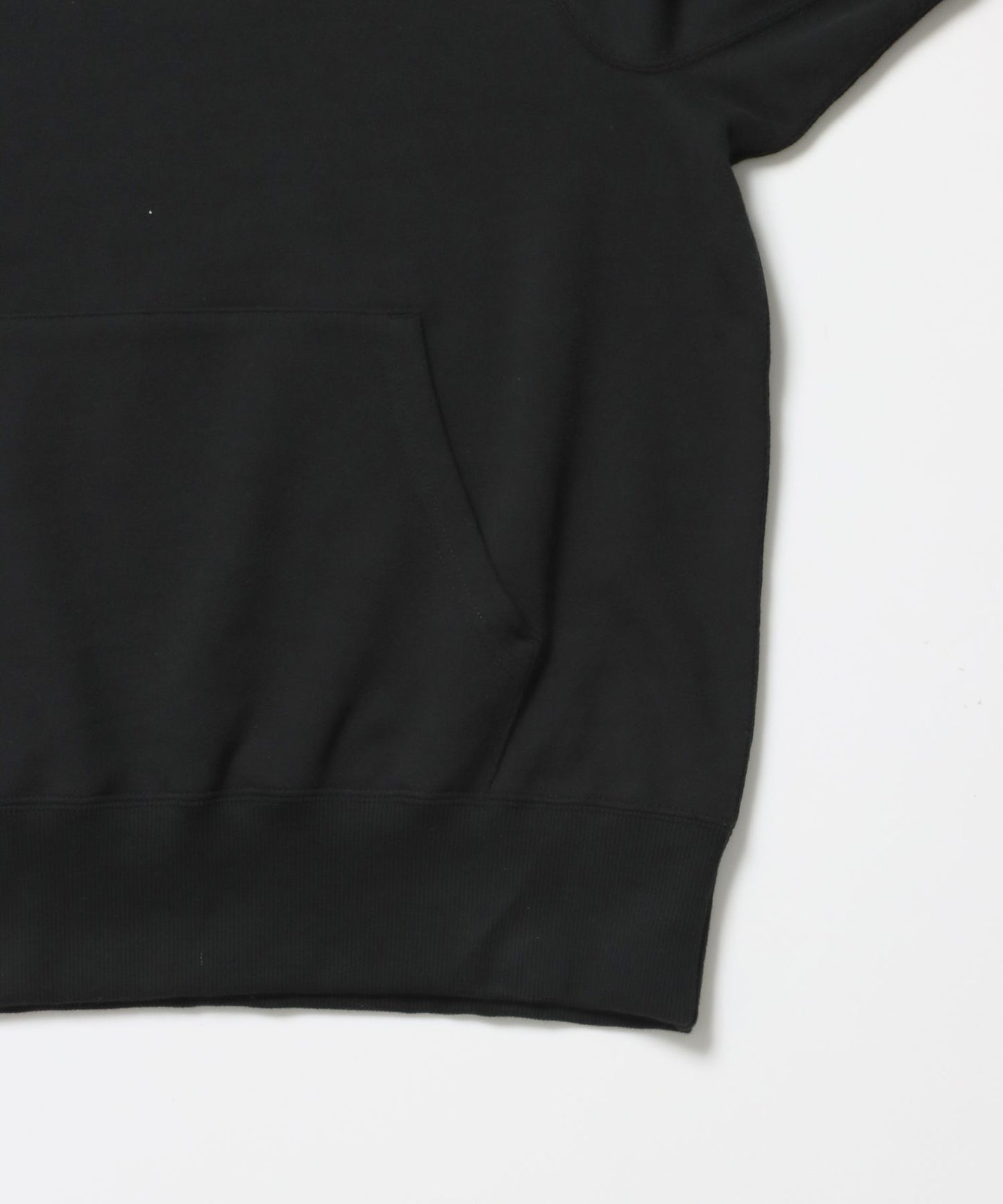 70’S FIT AFTER HOODIE / ビッグシルエット プルオーバー フーディ 裏毛 ワッフル 短丈 ブラック