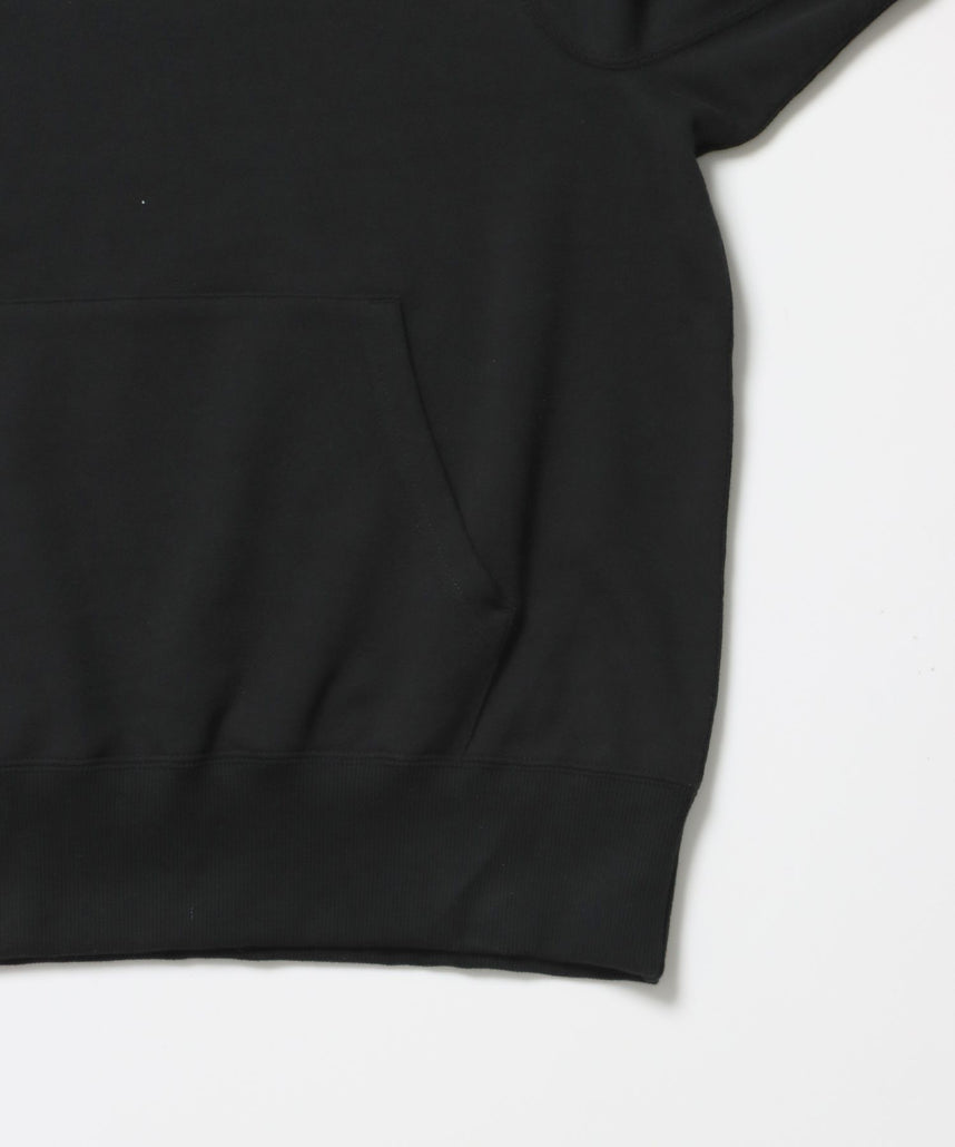 70’S FIT AFTER HOODIE / ビッグシルエット プルオーバー フーディ 裏毛 ワッフル 短丈 ブラック