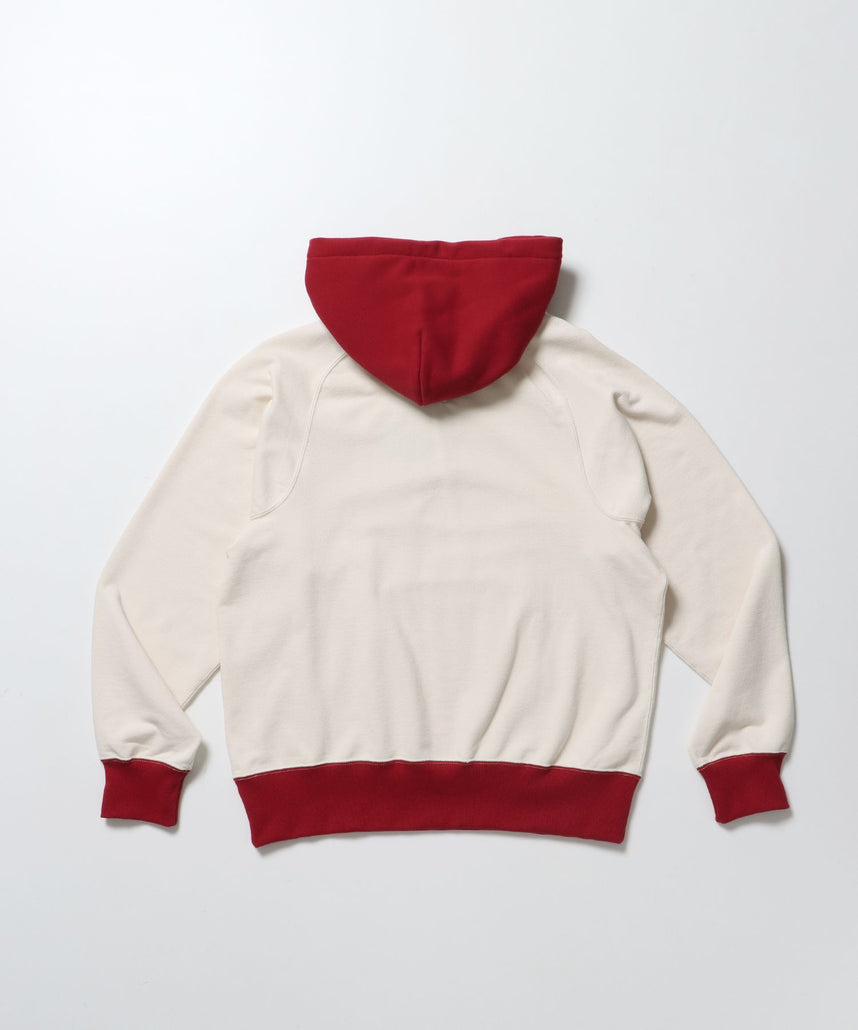 70’S FIT AFTER HOODIE / ビッグシルエット プルオーバー フーディ 裏毛 ワッフル 短丈 レッド