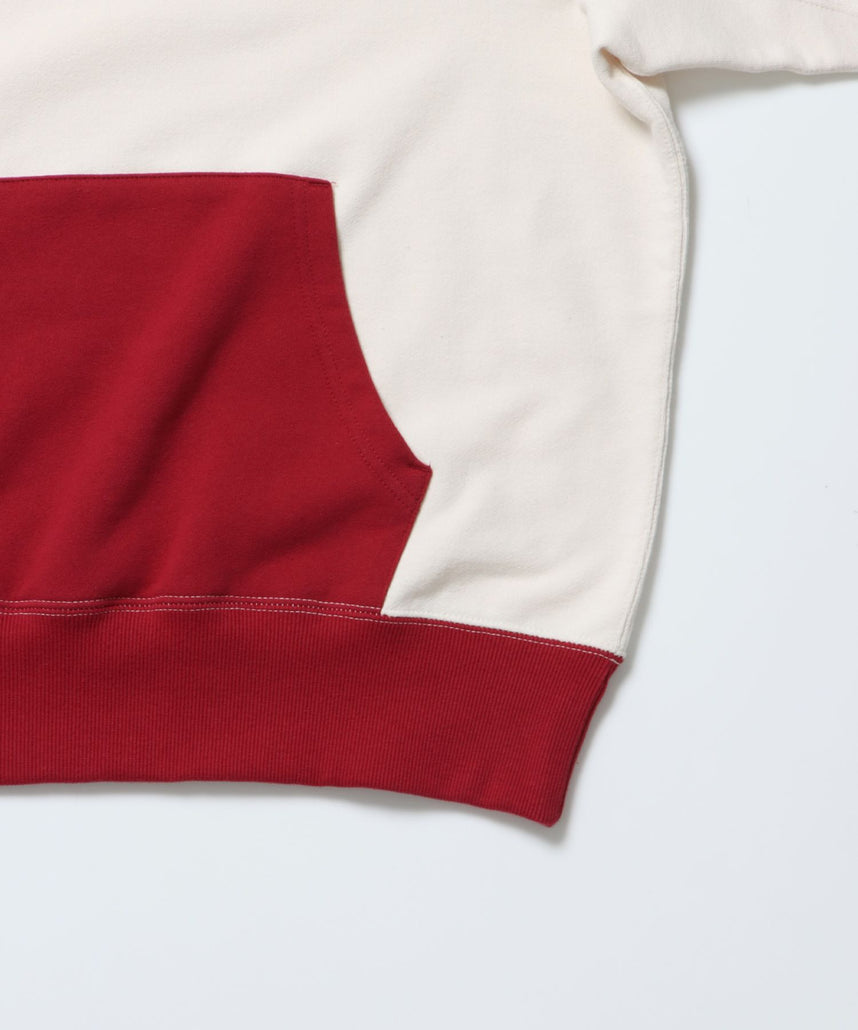 70’S FIT AFTER HOODIE / ビッグシルエット プルオーバー フーディ 裏毛 ワッフル 短丈 レッド