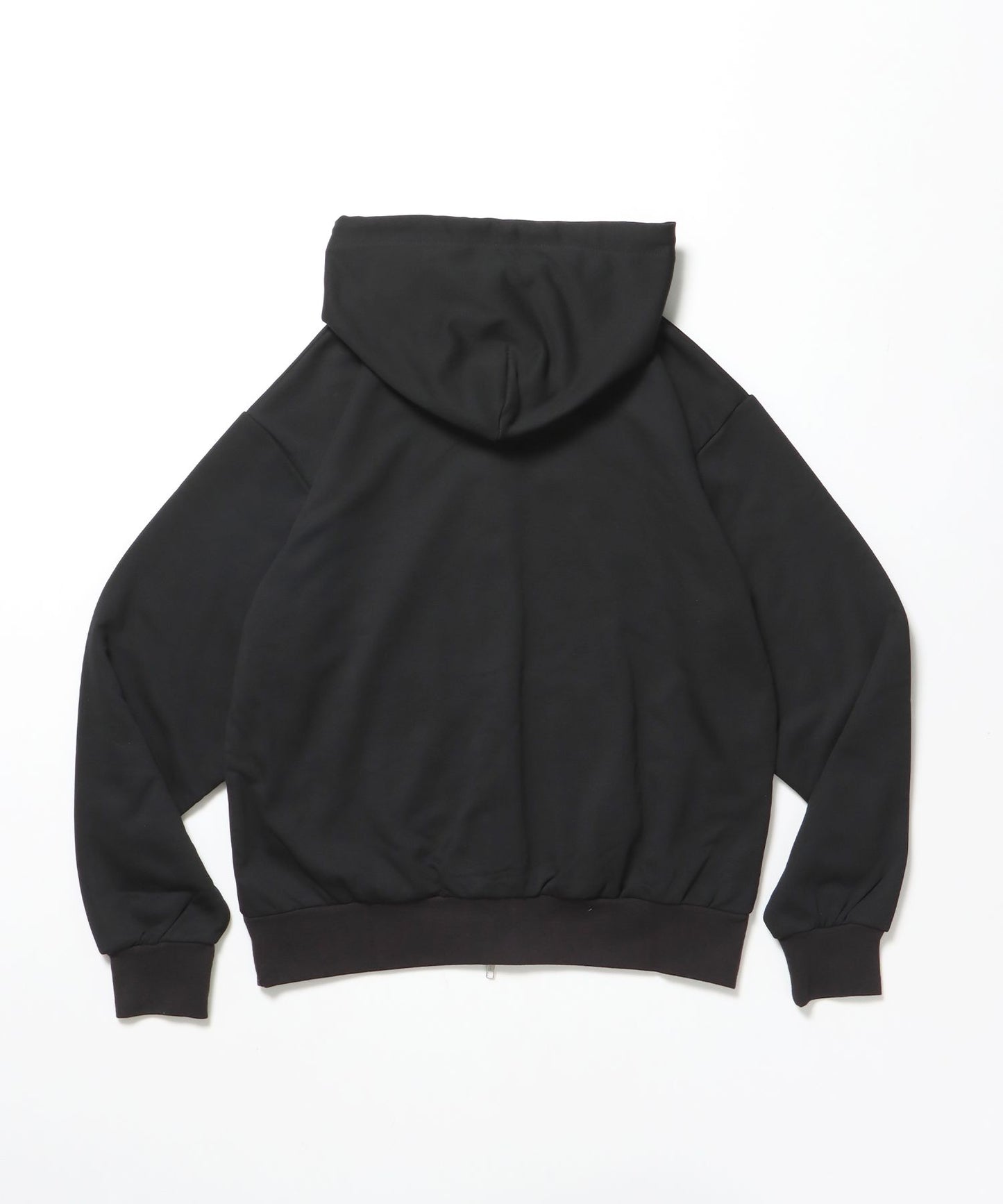 THERMAL LINED ZIP HOODIE / ダブルジップ ヘビーウェイト 短丈 裏毛 ワッフル フーディ ブラック