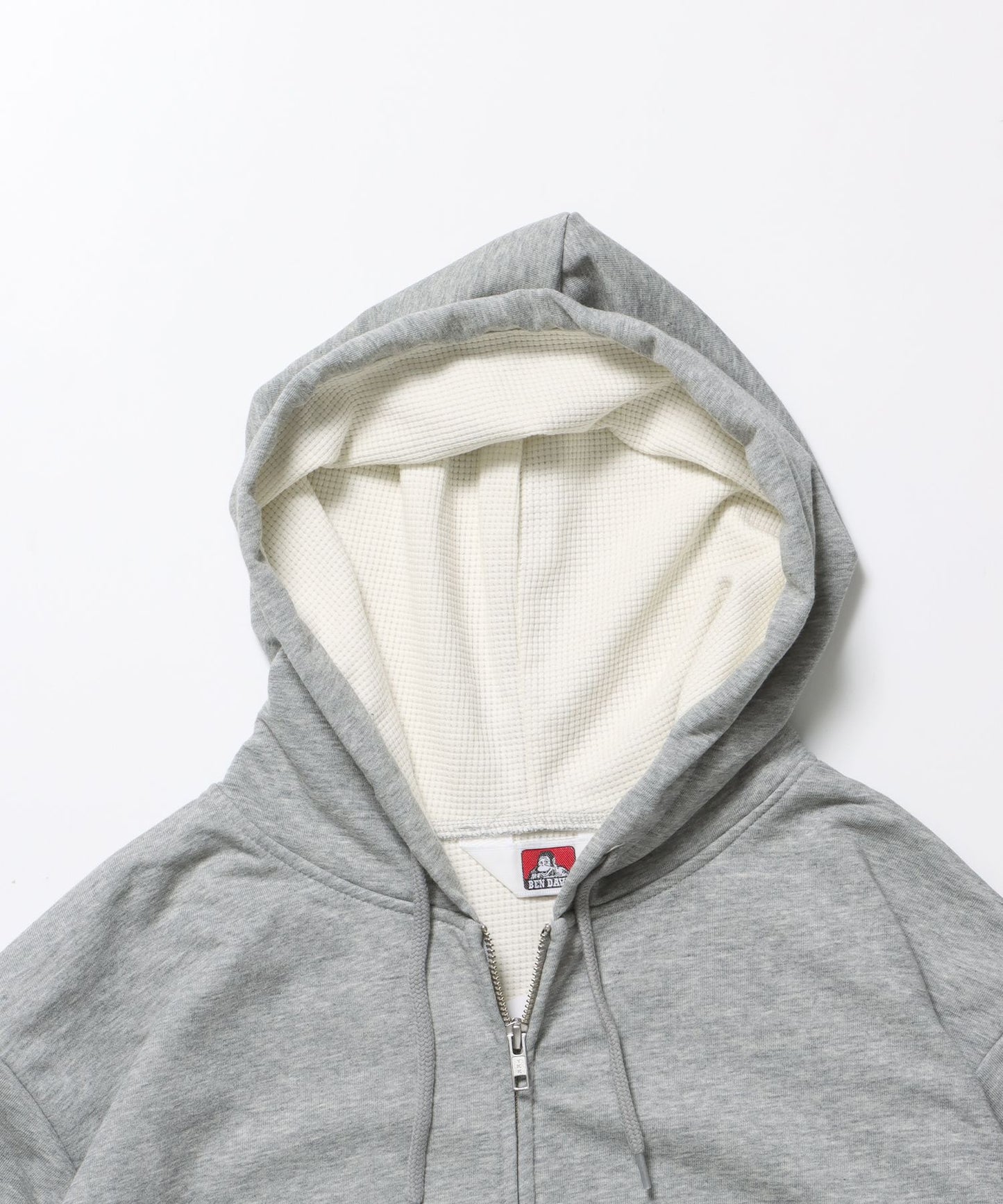 THERMAL LINED ZIP HOODIE / ダブルジップ ヘビーウェイト 短丈 裏毛 ワッフル フーディ グレー