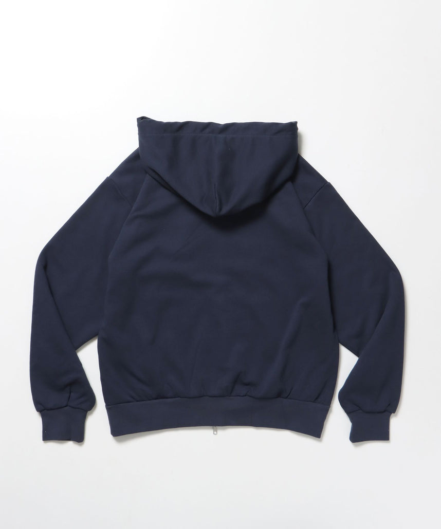 THERMAL LINED ZIP HOODIE / ダブルジップ ヘビーウェイト 短丈 裏毛 ワッフル フーディ ネイビー
