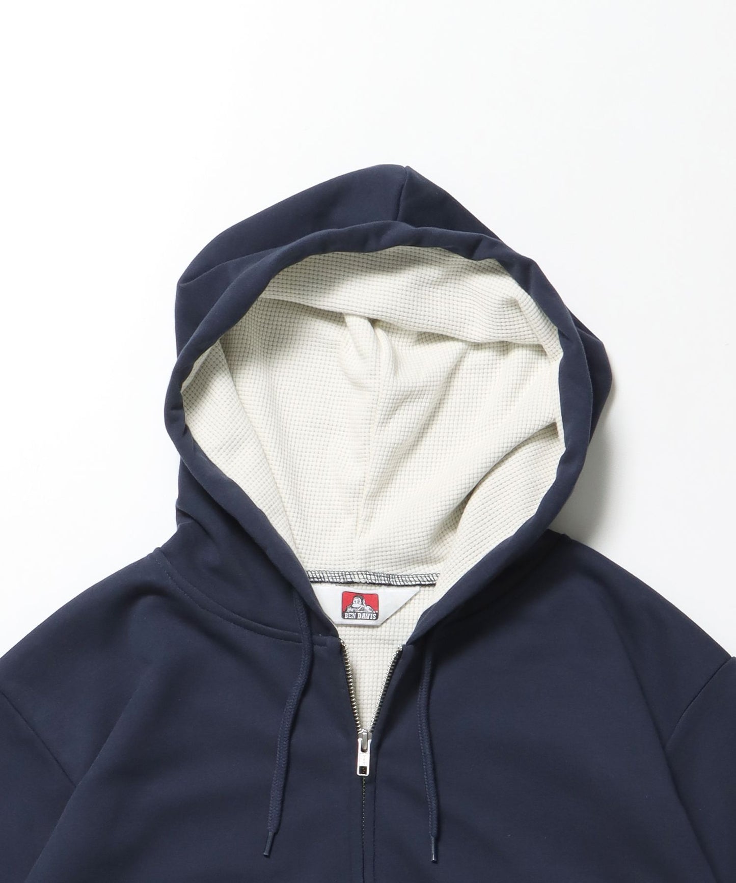 THERMAL LINED ZIP HOODIE / ダブルジップ ヘビーウェイト 短丈 裏毛 ワッフル フーディ ネイビー