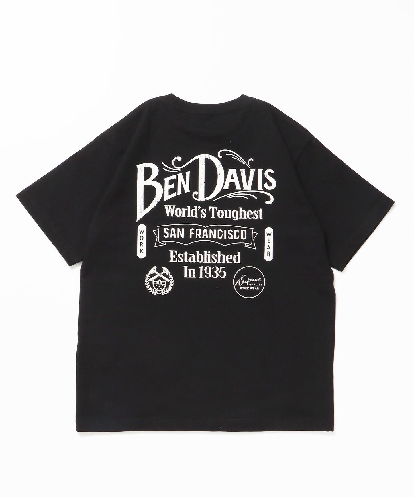 【BEN DAVIS（ベンデイビス）】CLASSIC LOGO TEE / クラシックフィット Tシャツ 半袖 クルーネック プリント ワンポイント ブラック