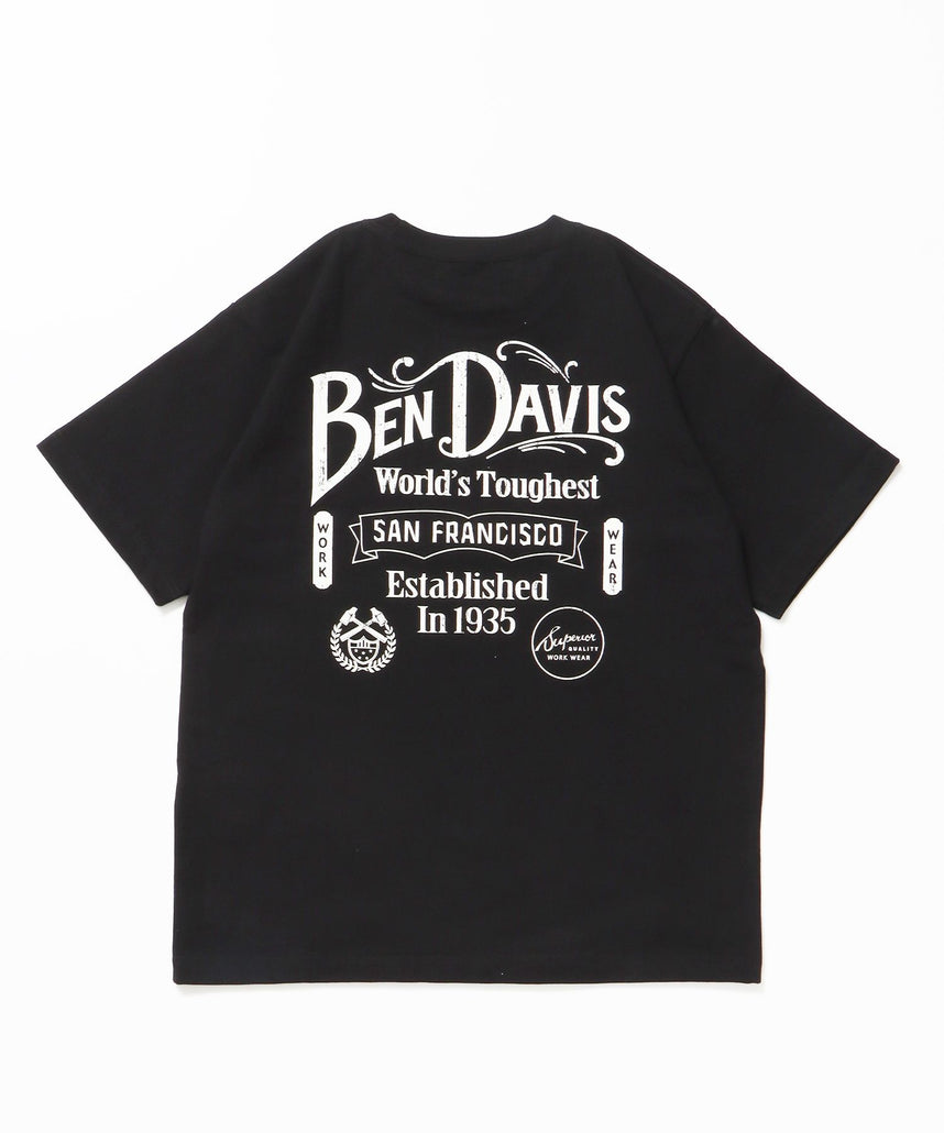 【BEN DAVIS（ベンデイビス）】CLASSIC LOGO TEE / クラシックフィット Tシャツ 半袖 クルーネック プリント ワンポイント ブラック
