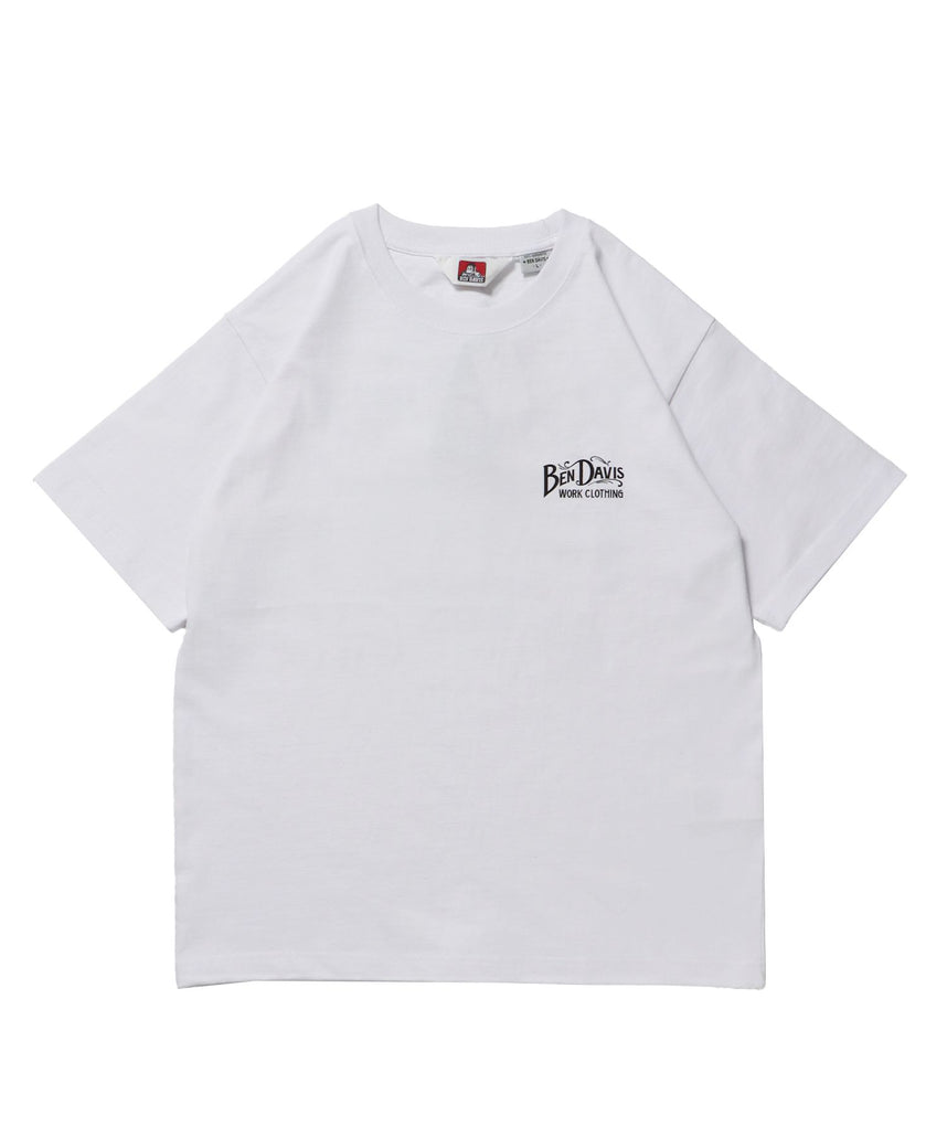 【BEN DAVIS（ベンデイビス）】CLASSIC LOGO TEE / クラシックフィット Tシャツ 半袖 クルーネック プリント ワンポイント ホワイト