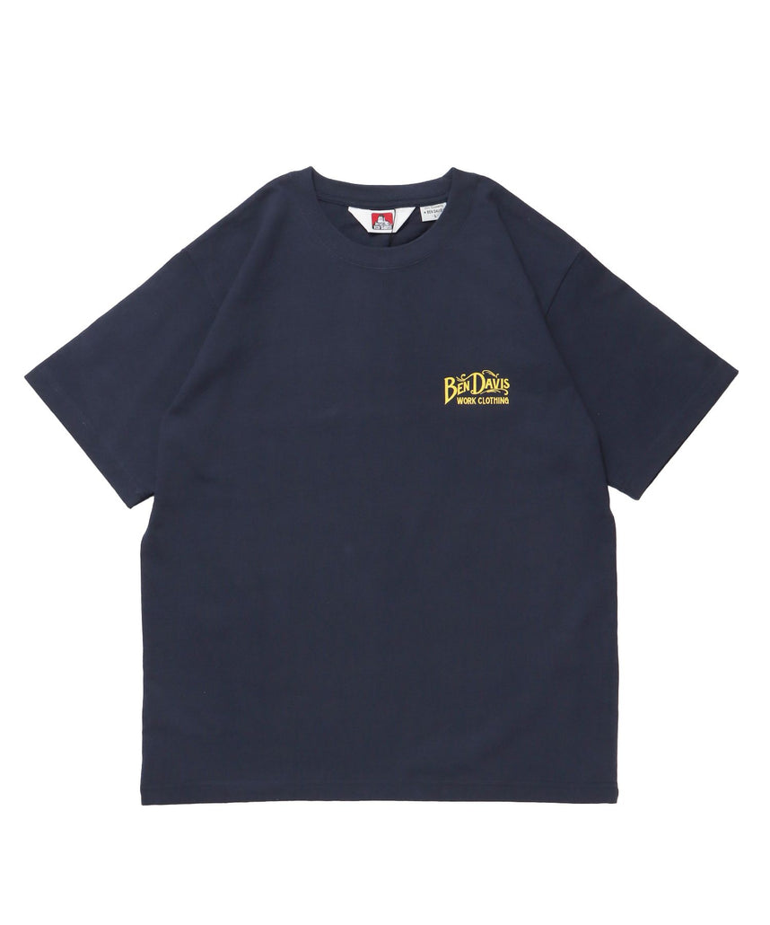 【BEN DAVIS（ベンデイビス）】CLASSIC LOGO TEE / クラシックフィット Tシャツ 半袖 クルーネック プリント ワンポイント ネイビー