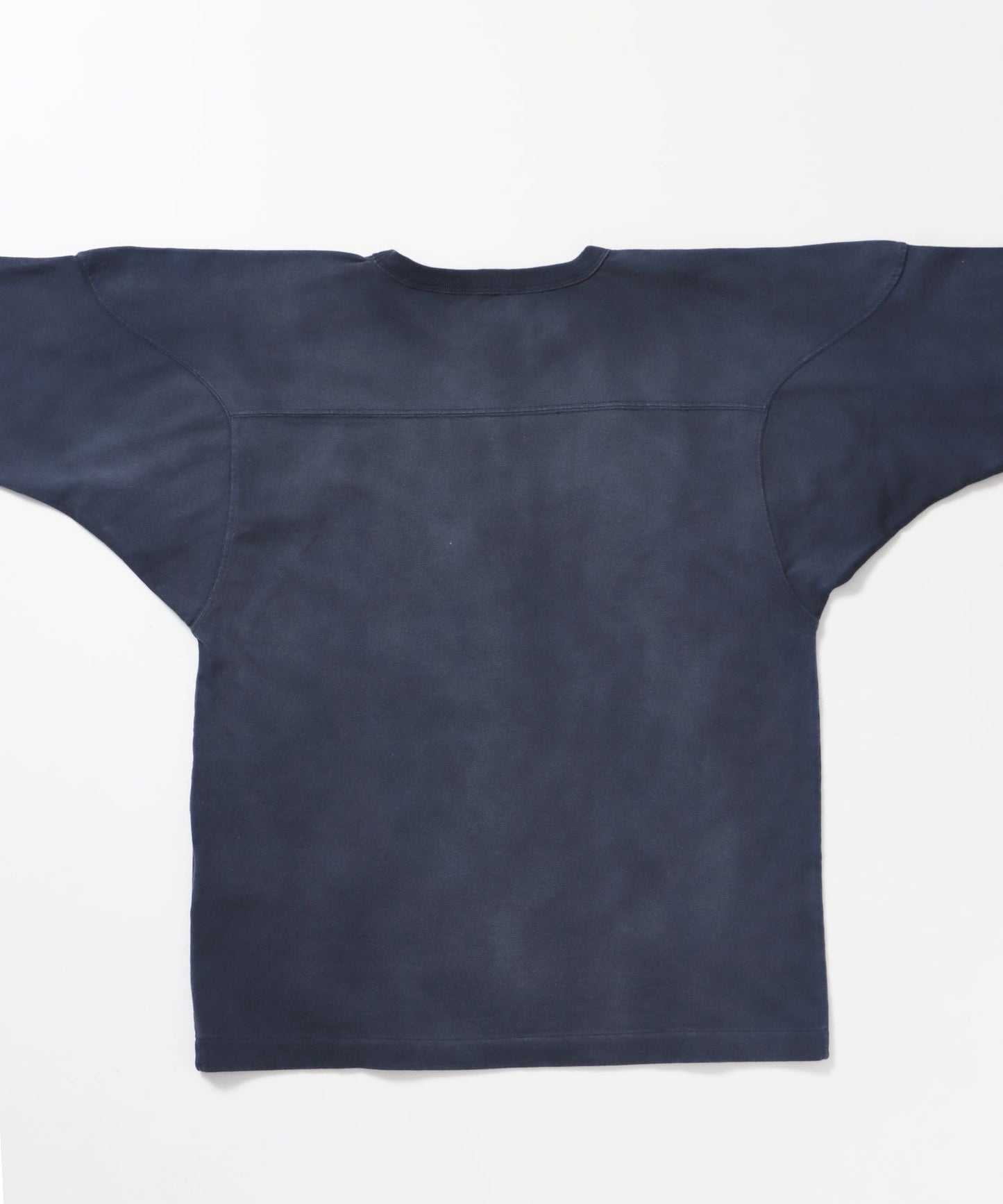 VNTG FOOTBALL TEE / Tシャツ クルーネック 七分丈 ナンバリング プリント ユニセックス 加工ネイビー