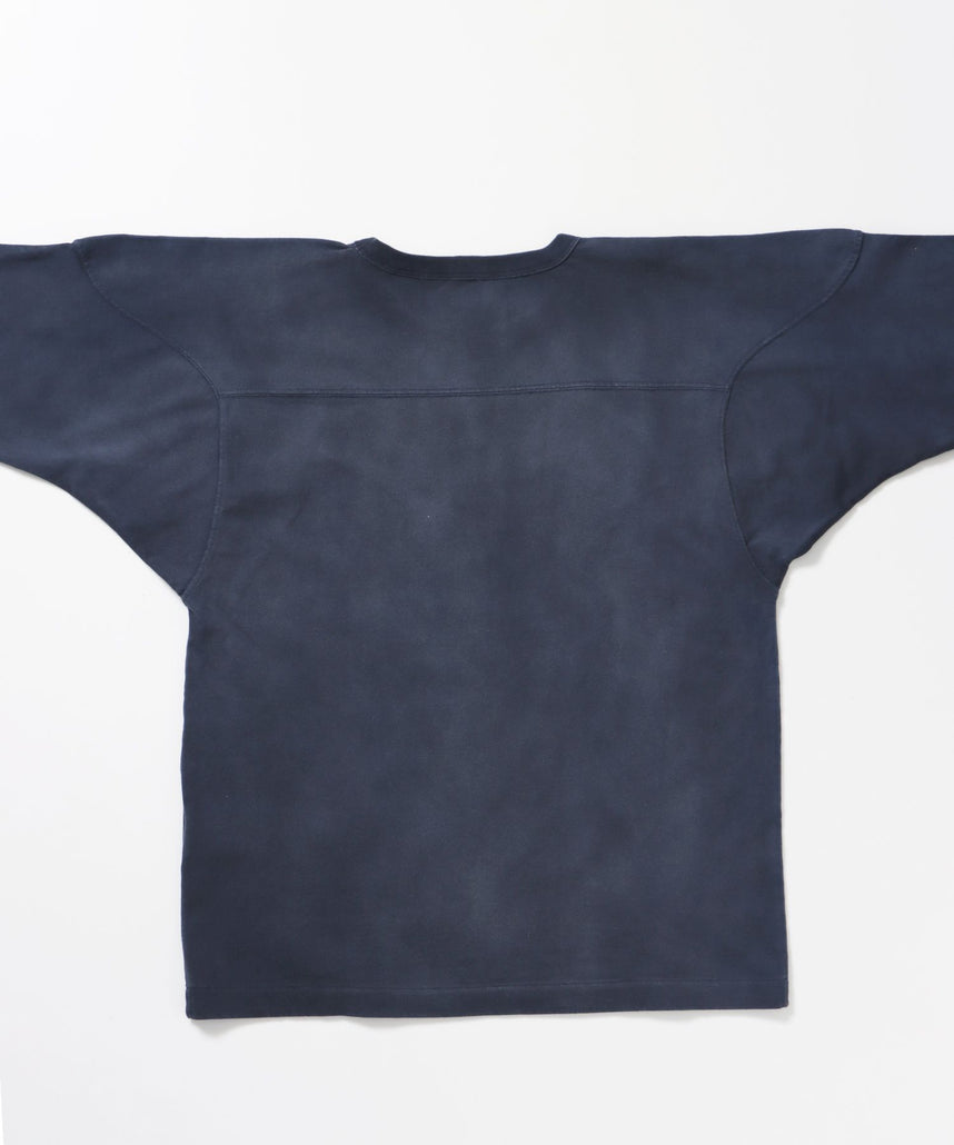 VNTG FOOTBALL TEE / Tシャツ クルーネック 七分丈 ナンバリング プリント ユニセックス 加工ネイビー