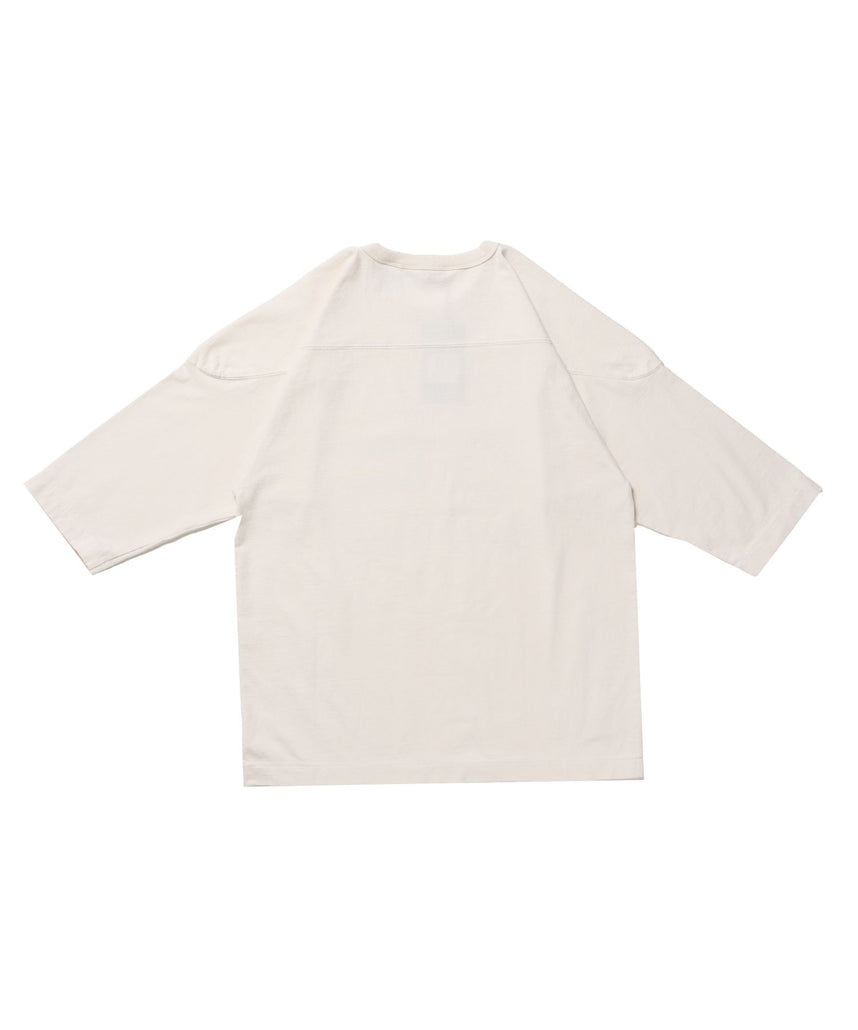 VNTG FOOTBALL TEE / Tシャツ クルーネック 七分丈 ナンバリング プリント ユニセックス 加工 ホワイト