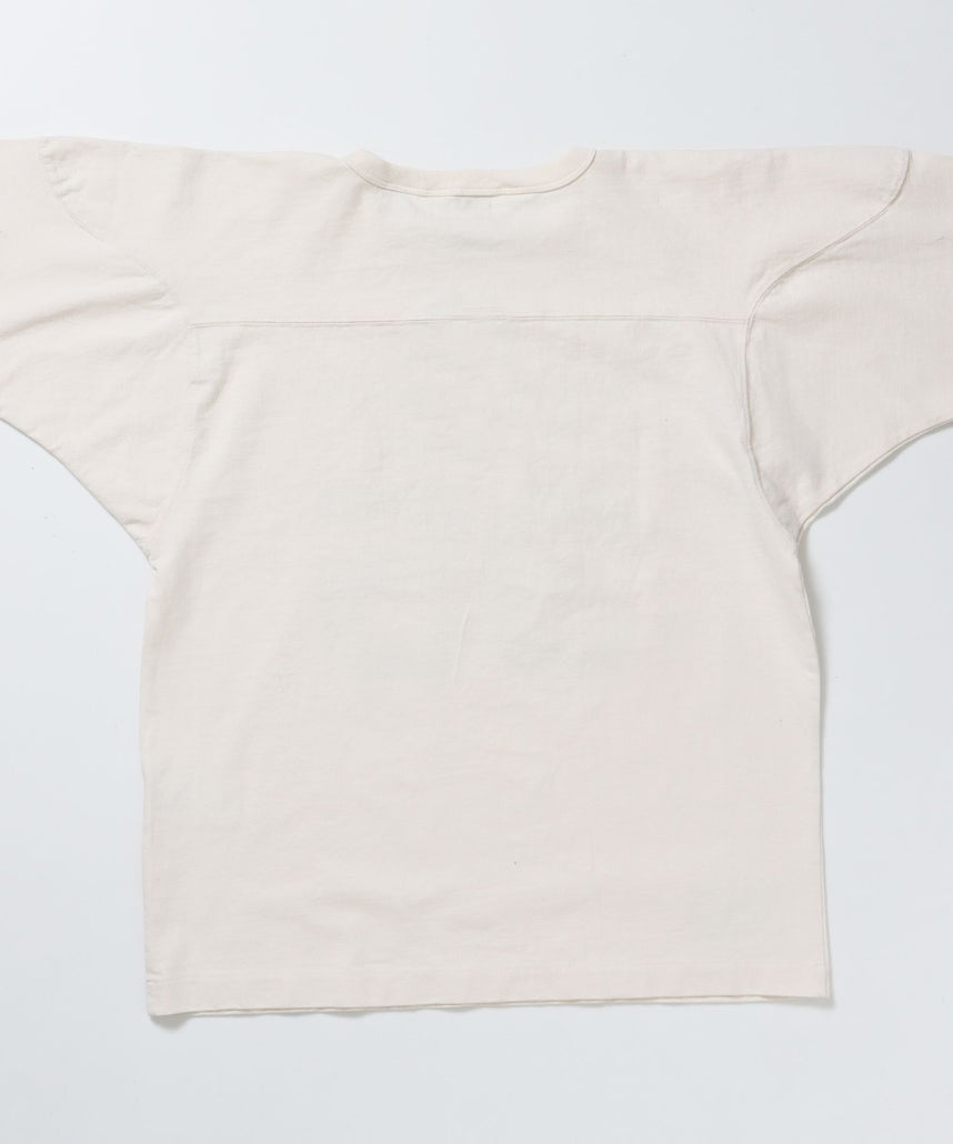 VNTG FOOTBALL TEE / Tシャツ クルーネック 七分丈 ナンバリング プリント ユニセックス 加工 ホワイト