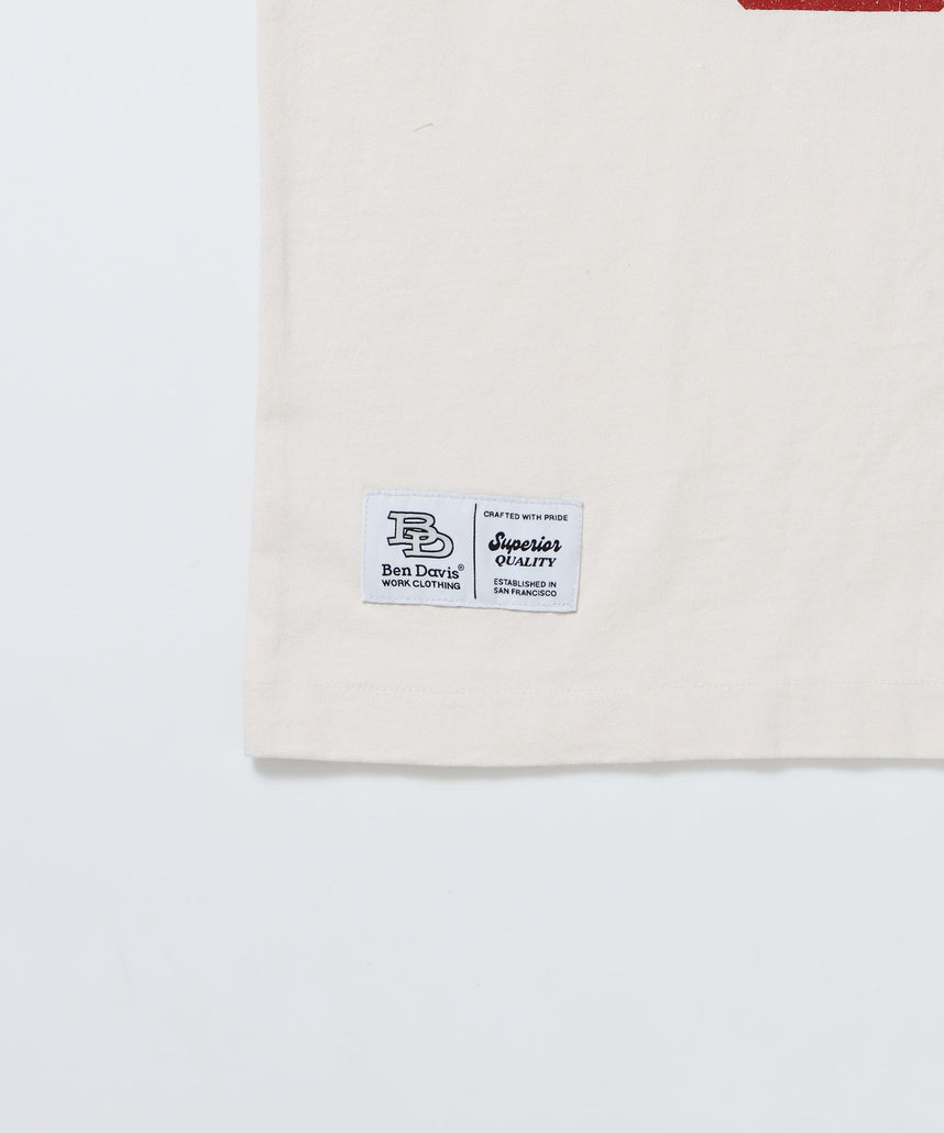 VNTG FOOTBALL TEE / Tシャツ クルーネック 七分丈 ナンバリング プリント ユニセックス 加工 ホワイト