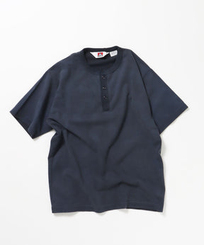 CLASSIC S/S HENLEY / Tシャツ ヘンリーネック  無地 シンプル ユニセックス 加工 ネイビー