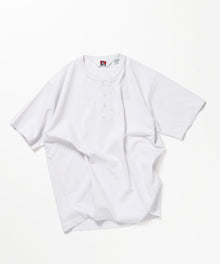 CLASSIC S/S HENLEY / Tシャツ ヘンリーネック  無地 シンプル ユニセックス 加工 ホワイト