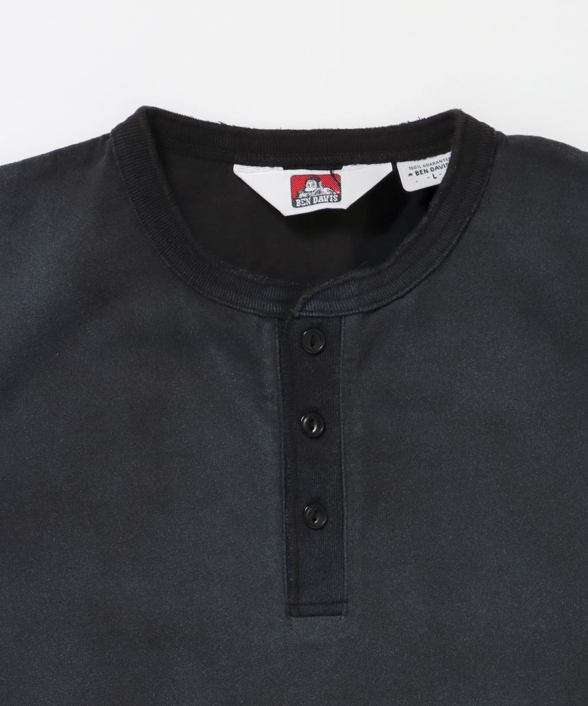 CLASSIC S/S HENLEY / Tシャツ ヘンリーネック  無地 シンプル ユニセックス 加工 ブラック