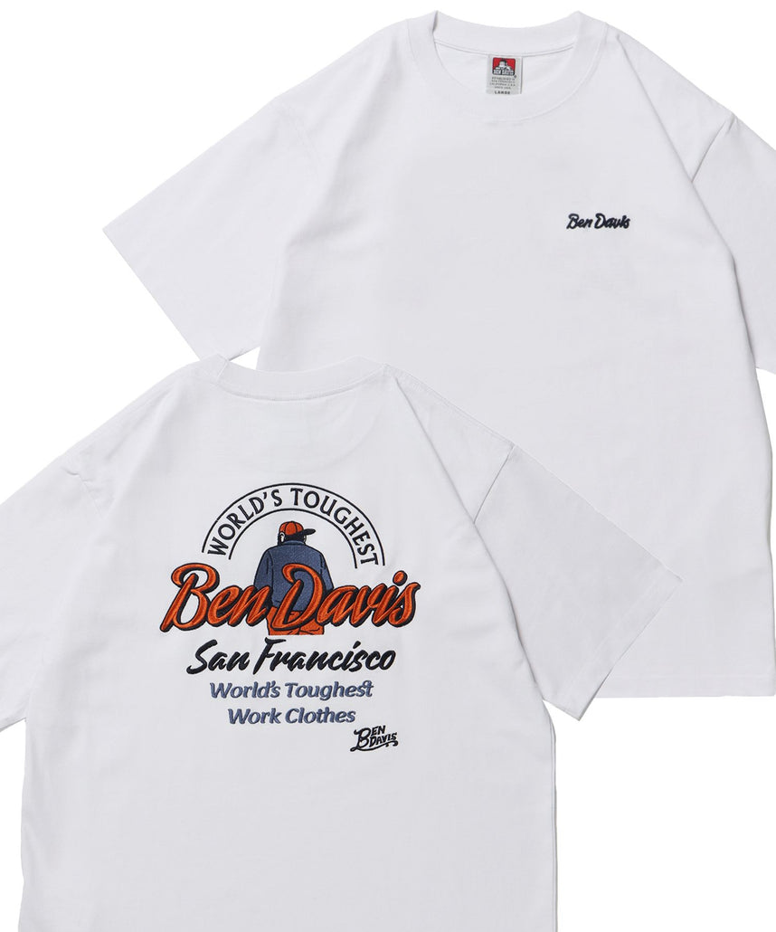 【BEN DAVIS（ベンデイビス）】BD LABEL EMB TEE ホワイト