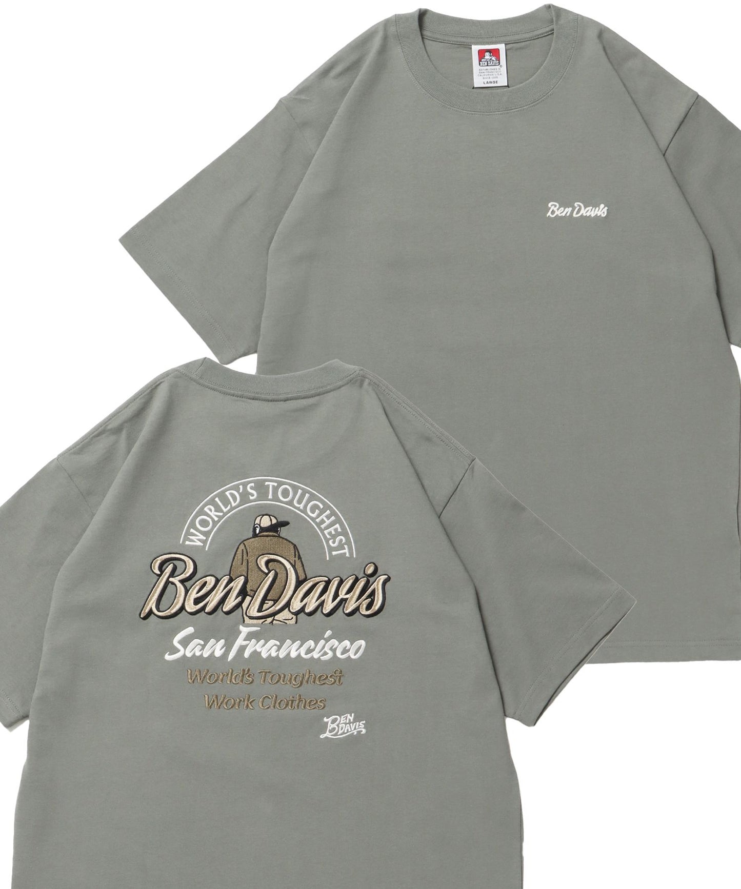 【BEN DAVIS（ベンデイビス）】BD LABEL EMB TEE グリーン