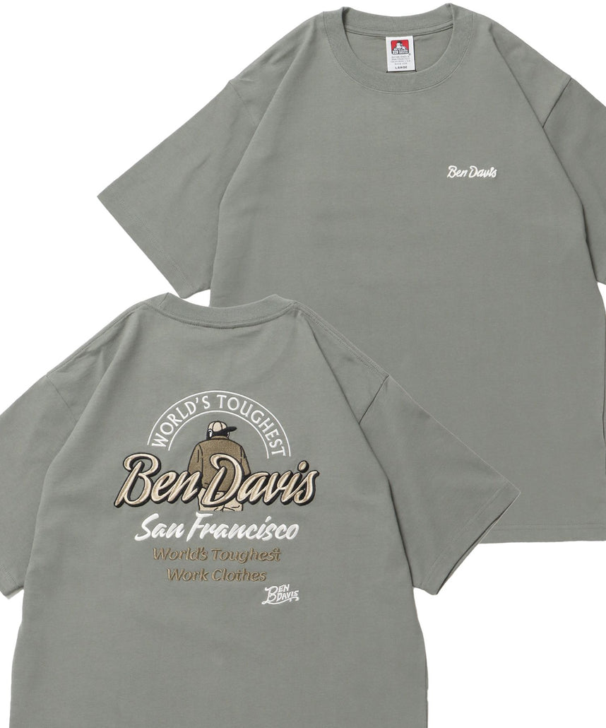 BEN DAVIS（ベンデイビス）】BD LABEL EMB TEE グリーン – NAVAL