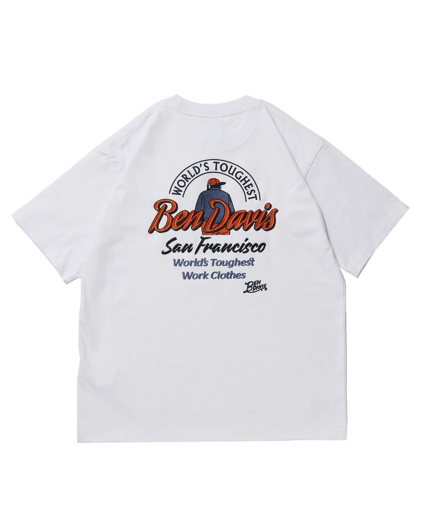 【BEN DAVIS（ベンデイビス）】BD LABEL EMB TEE ホワイト