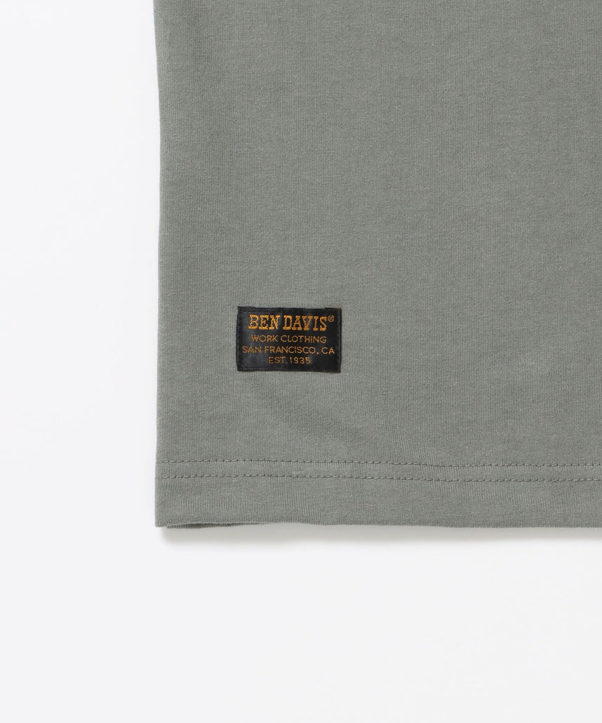 BD LABEL EMB TEE / Tシャツ クルーネック  ワンポイント シンプル ユニセックス グリーン