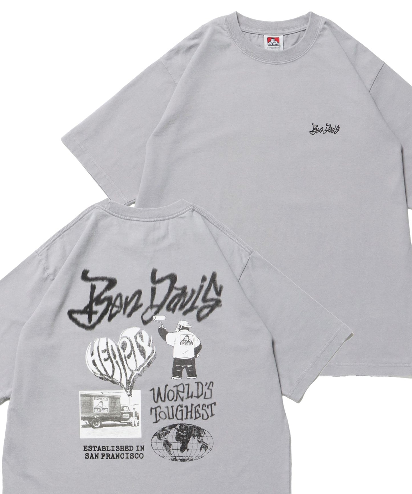 【BEN DAVIS（ベンデイビス）】TAGGING VNTG TEE(UF) ライトグレー