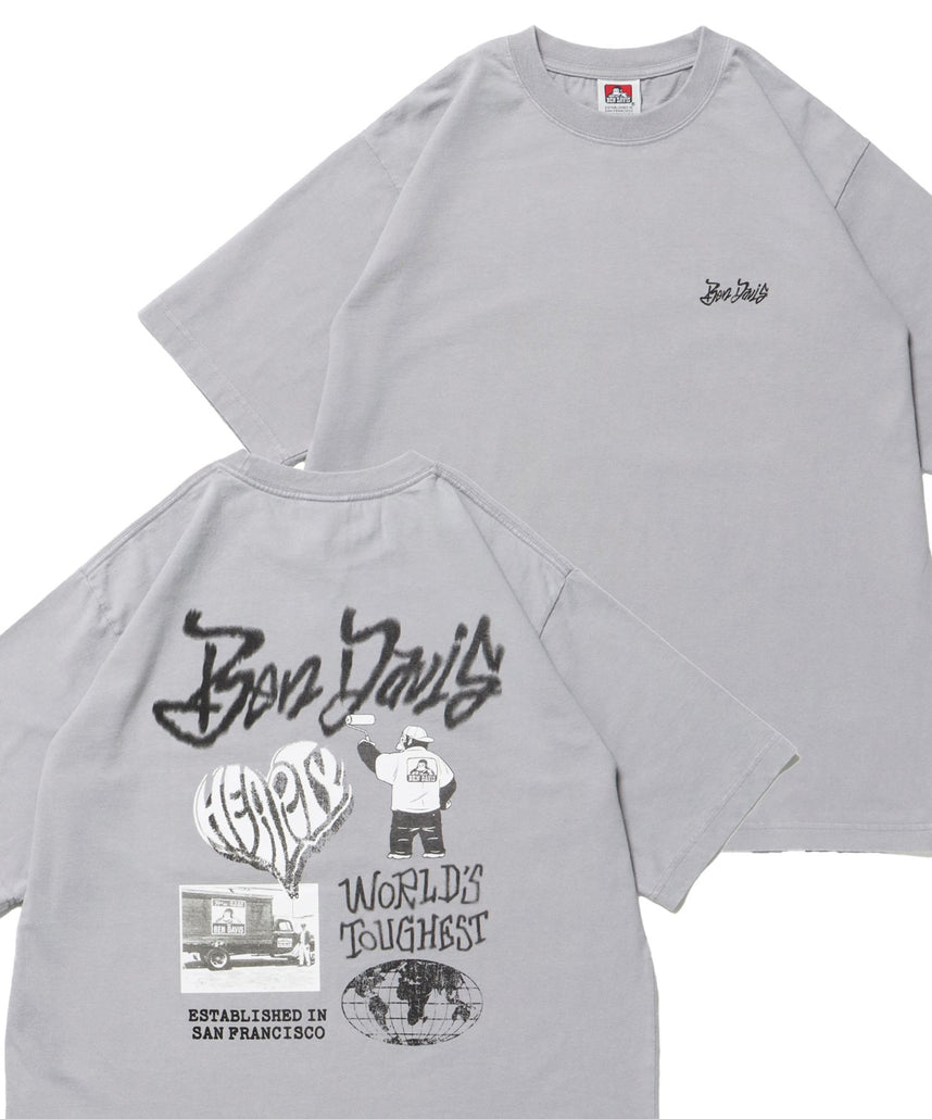 【BEN DAVIS（ベンデイビス）】TAGGING VNTG TEE(UF) ライトグレー