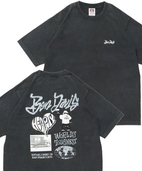 【BEN DAVIS（ベンデイビス）】TAGGING VNTG TEE(UF) / Tシャツ クルーネック  ワンポイント シンプル ユニセックス 加工 ブラック