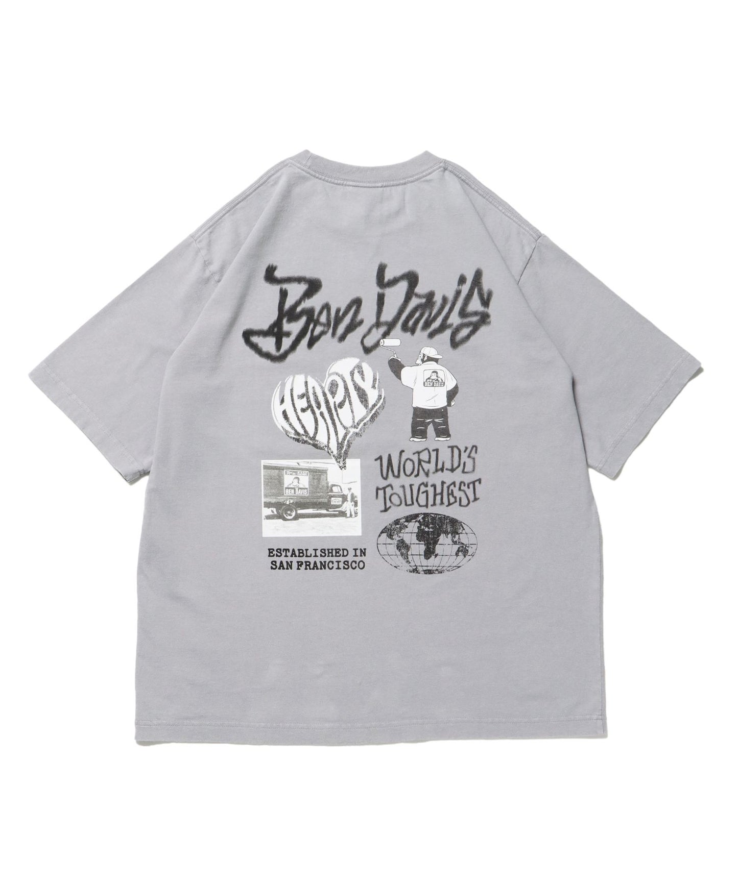 【BEN DAVIS（ベンデイビス）】TAGGING VNTG TEE(UF) ライトグレー