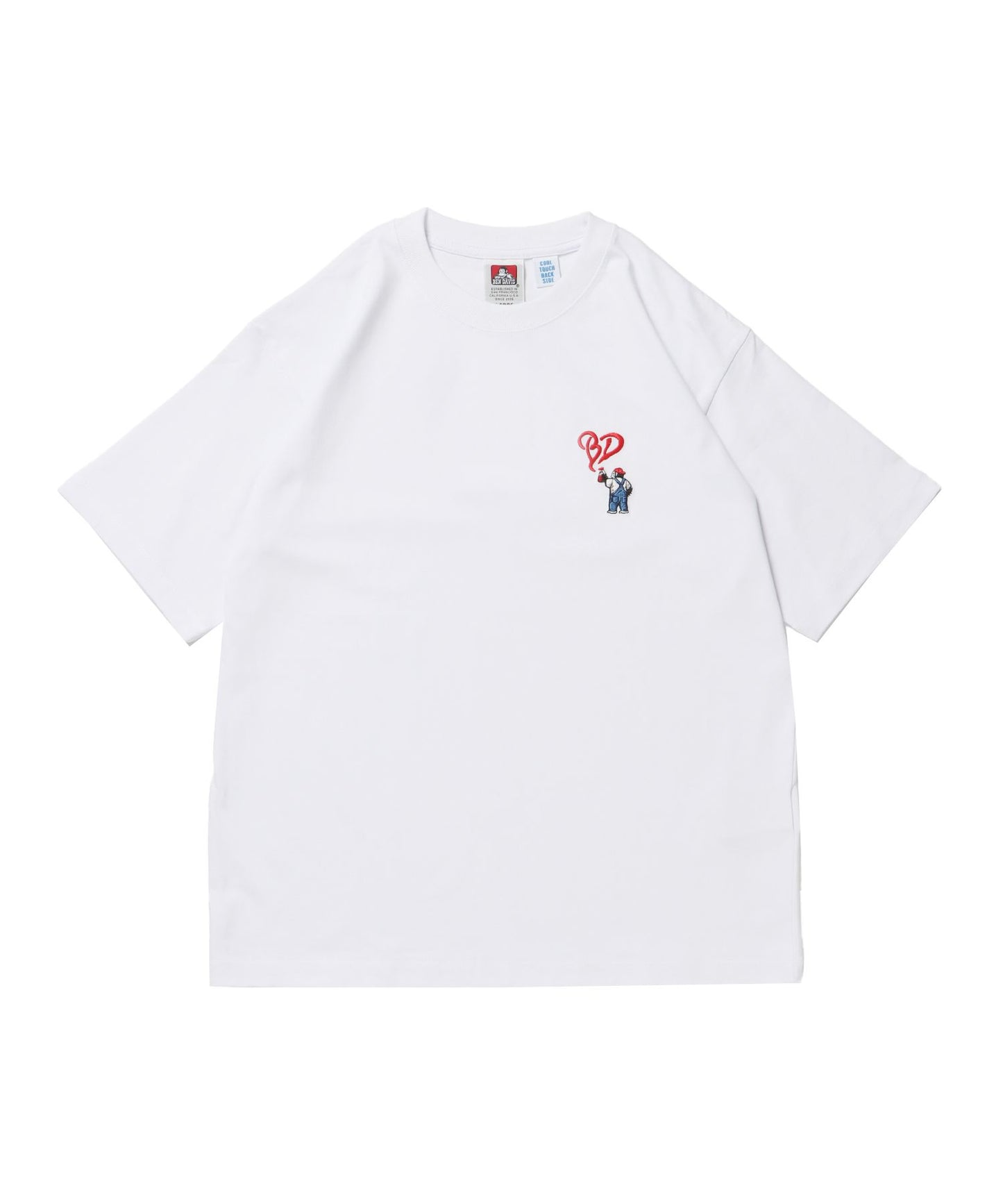 【BEN DAVIS（ベンデイビス）】GORILLA EMB COOL TEE / Tシャツ 接触冷感 半袖 クルーネック ワンポイント 刺繍 ワンポイント ホワイト