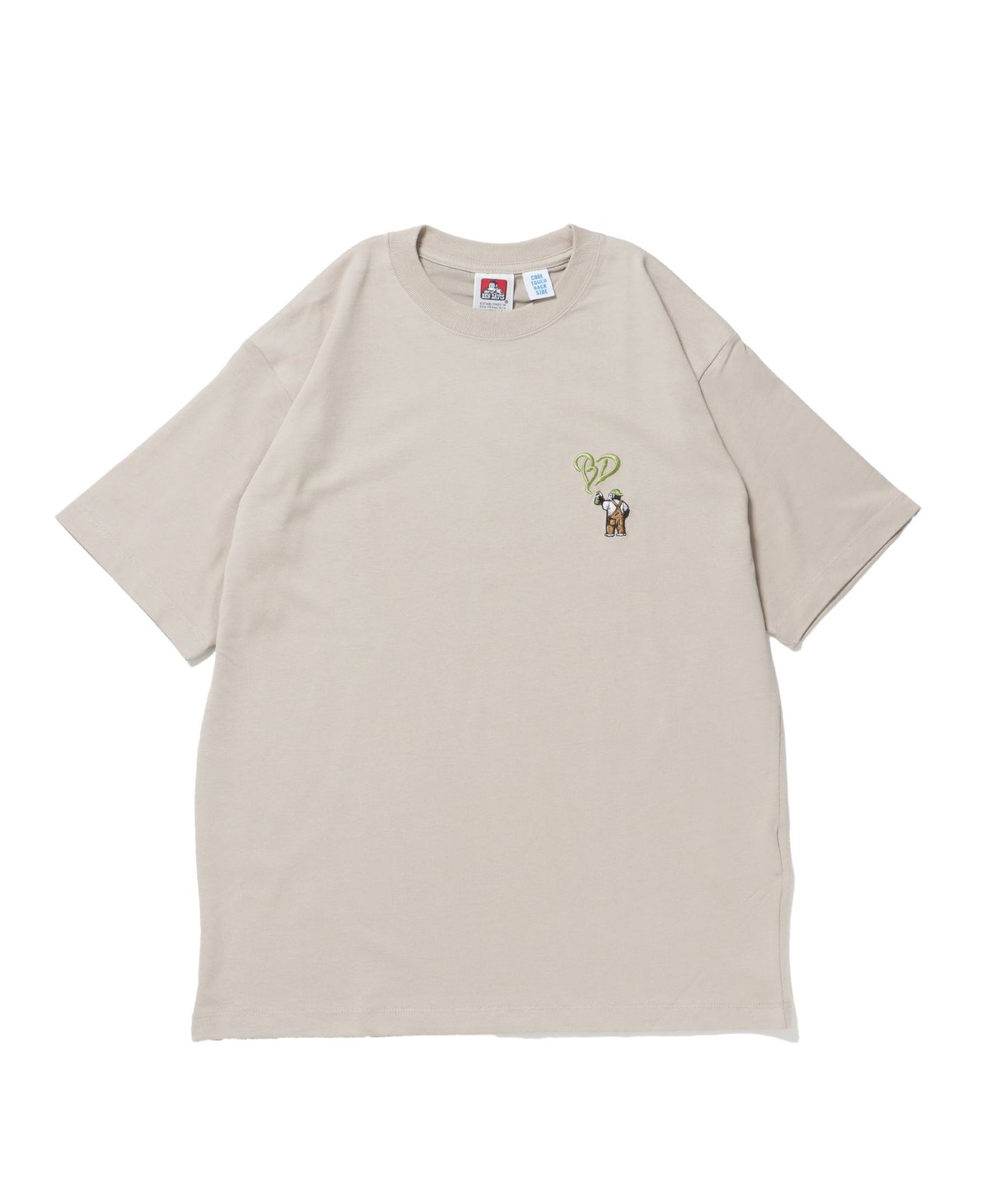 【BEN DAVIS（ベンデイビス）】GORILLA EMB COOL TEE / Tシャツ 接触冷感 半袖 クルーネック ワンポイント 刺繍 ワンポイント ベージュ
