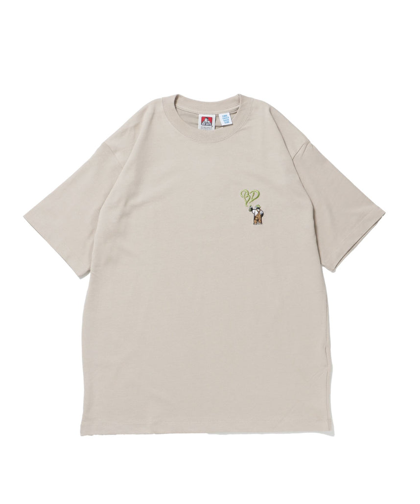 【BEN DAVIS（ベンデイビス）】GORILLA EMB COOL TEE / Tシャツ 接触冷感 半袖 クルーネック ワンポイント 刺繍 ワンポイント ベージュ