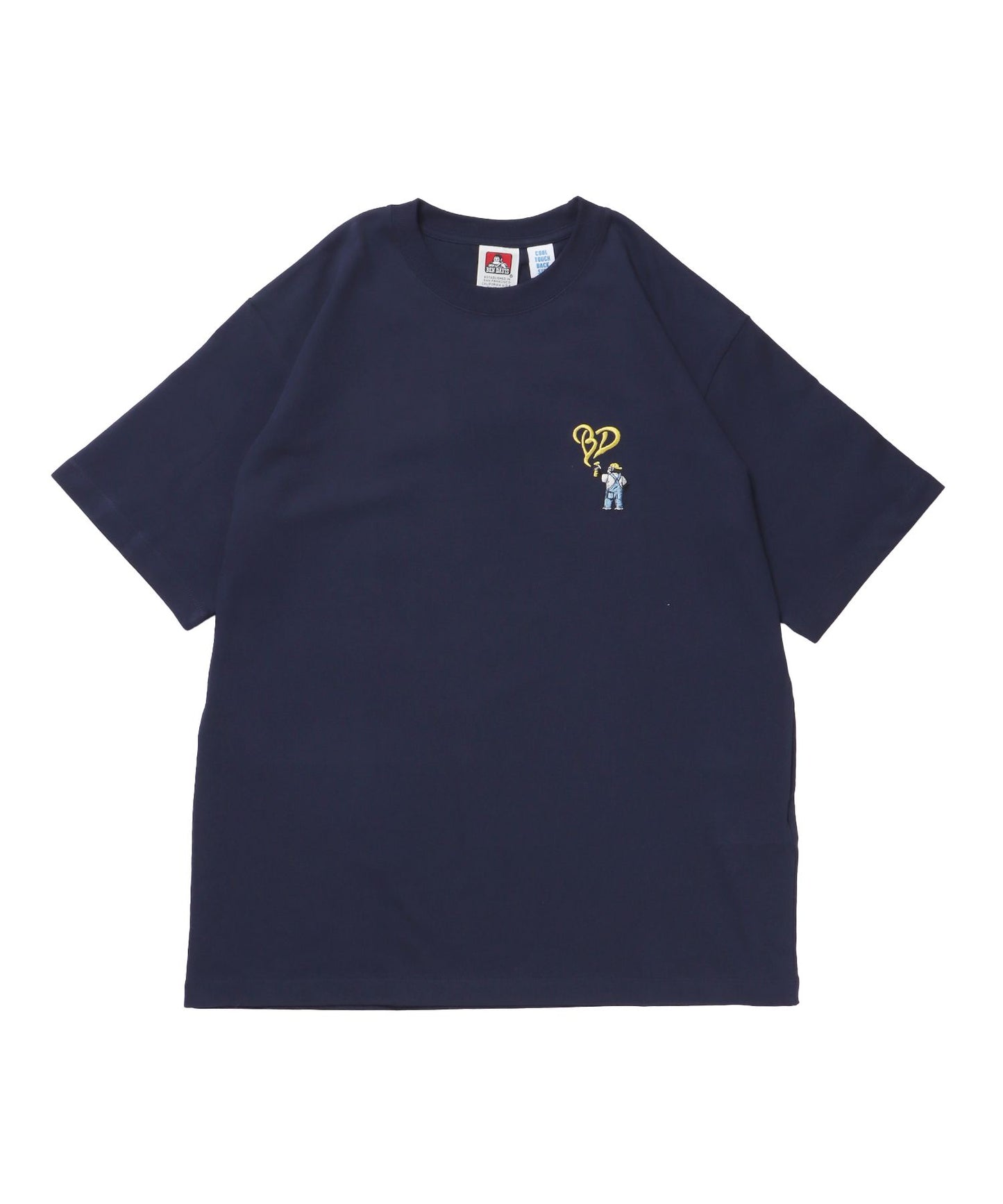 【BEN DAVIS（ベンデイビス）】GORILLA EMB COOL TEE / Tシャツ 接触冷感 半袖 クルーネック ワンポイント 刺繍 ワンポイント ネイビー