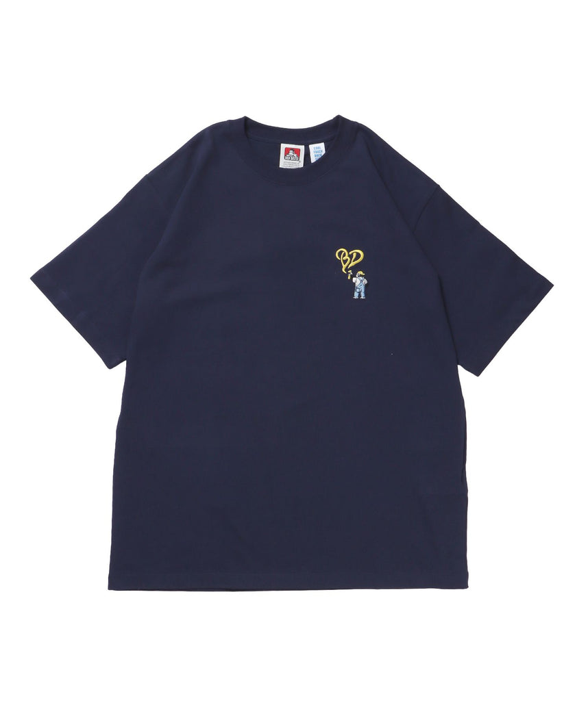 【BEN DAVIS（ベンデイビス）】GORILLA EMB COOL TEE / Tシャツ 接触冷感 半袖 クルーネック ワンポイント 刺繍 ワンポイント ネイビー