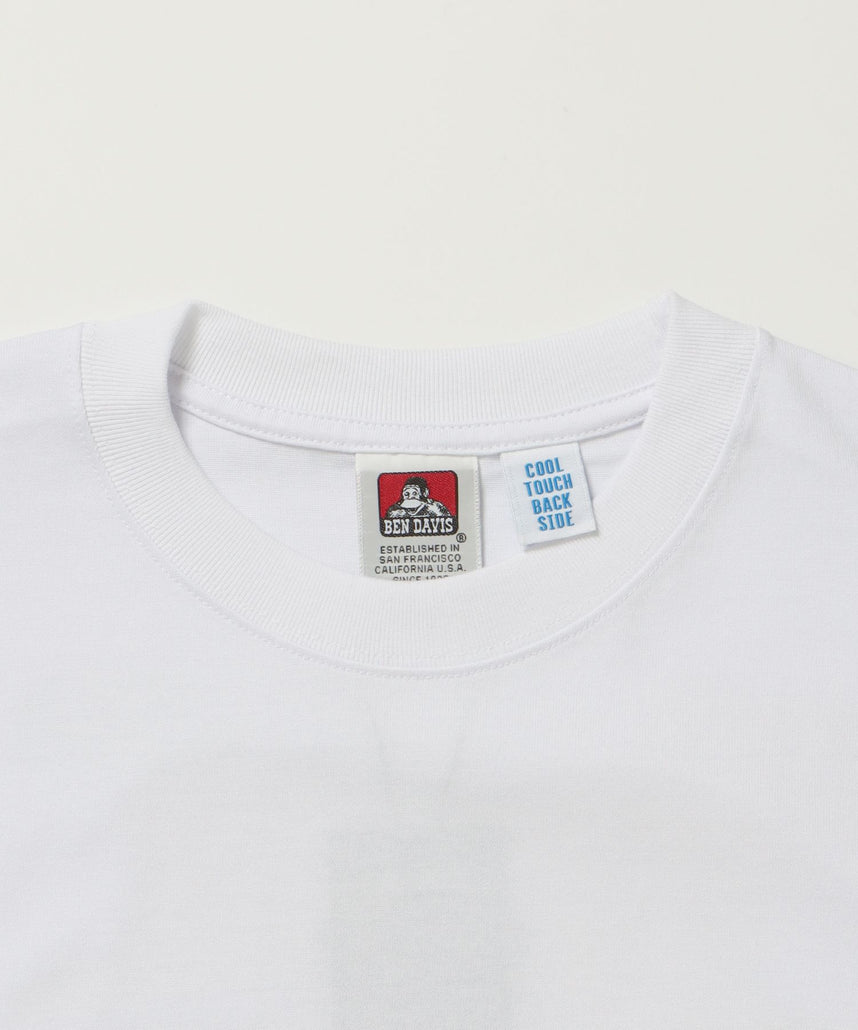 OVERLAP COOL TEE / Tシャツ 接触冷感 半袖 クルーネック ワンポイント 刺繍 ワンポイント ホワイト