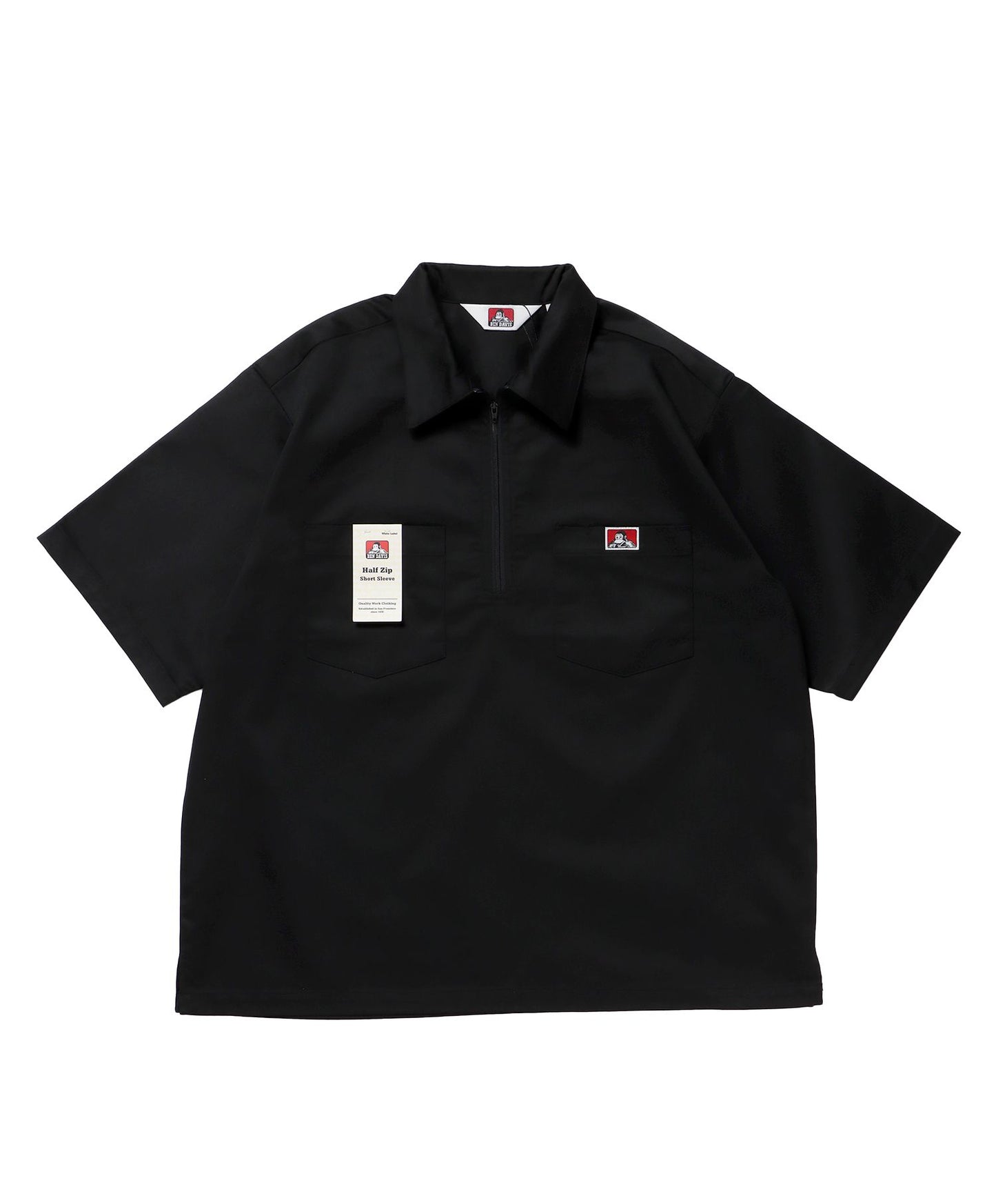 【BEN DAVIS（ベンデイビス）】1/2ZIP S/S SHIRT ブラック