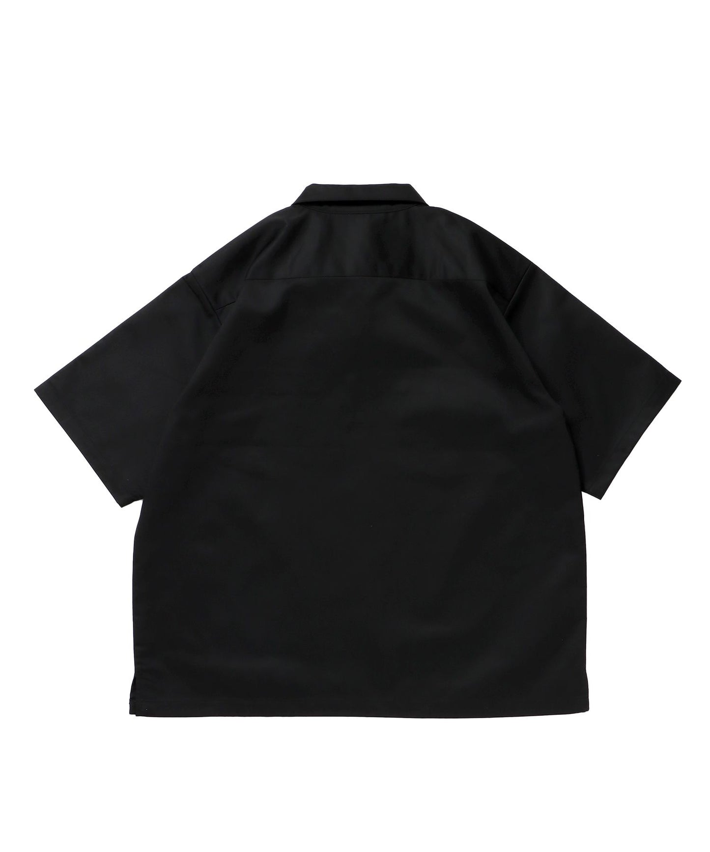 1/2ZIP S/S SHIRT / ハーフジップ シャツ 半袖 クルーネック ワンポイント ピス ワンポイント 【セットアップ着用可能】 ブラック