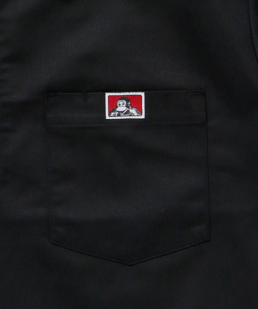 1/2ZIP S/S SHIRT / ハーフジップ シャツ 半袖 クルーネック ワンポイント ピス ワンポイント 【セットアップ着用可能】 ブラック