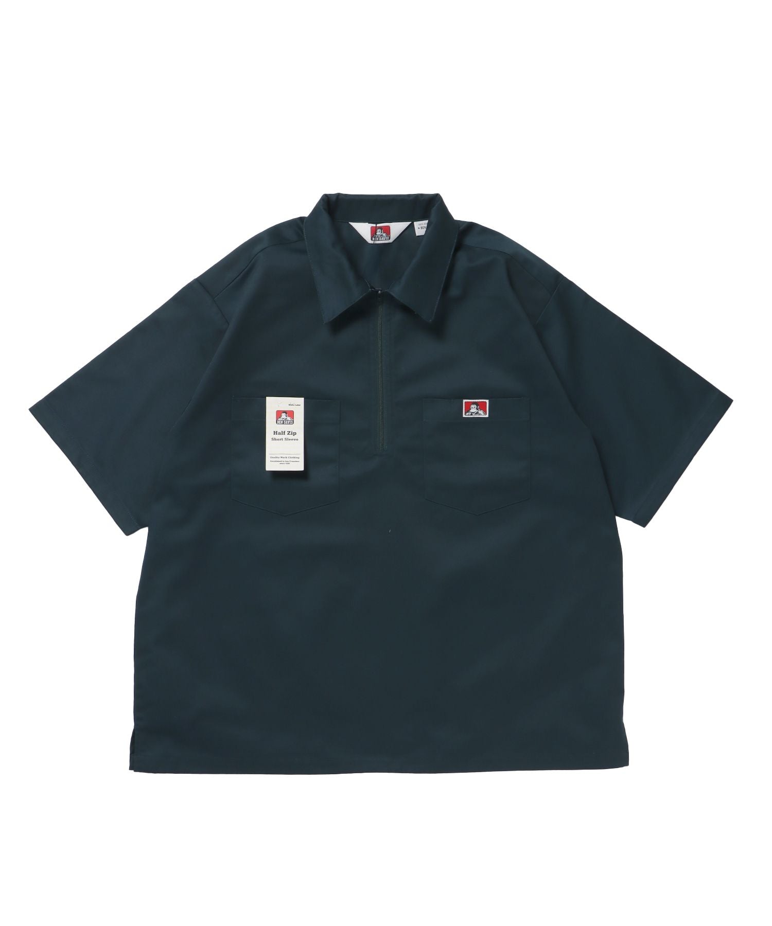 BEN DAVIS（ベンデイビス）】1/2ZIP S/S SHIRT ダークグリーン – NAVAL