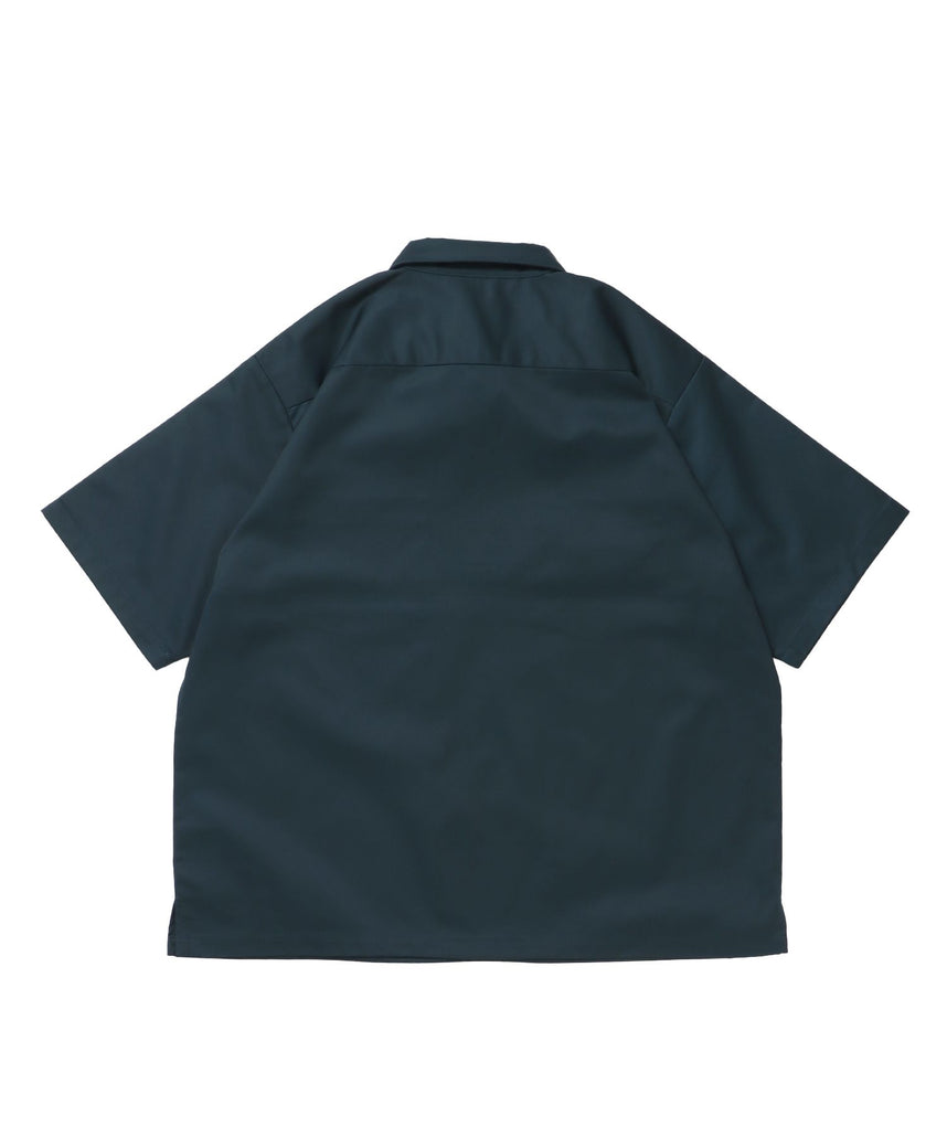 1/2ZIP S/S SHIRT / ハーフジップ シャツ 半袖 クルーネック ワンポイント ピス ワンポイント 【セットアップ着用可能】 ダークグリーン