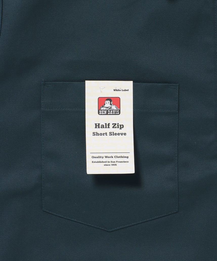 1/2ZIP S/S SHIRT / ハーフジップ シャツ 半袖 クルーネック ワンポイント ピス ワンポイント 【セットアップ着用可能】 ダークグリーン