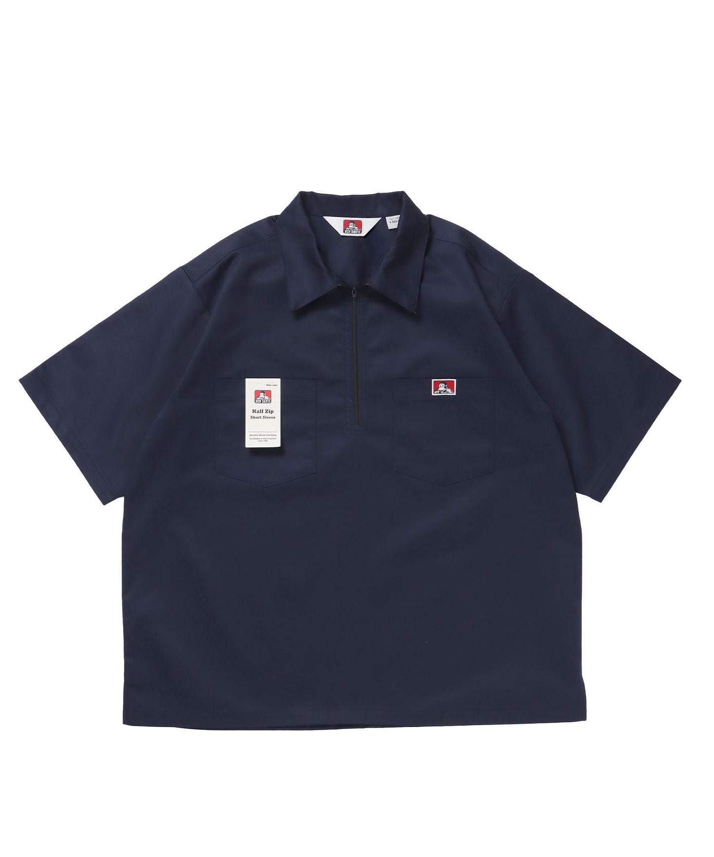 【BEN DAVIS（ベンデイビス）】1/2ZIP S/S SHIRT ネイビー