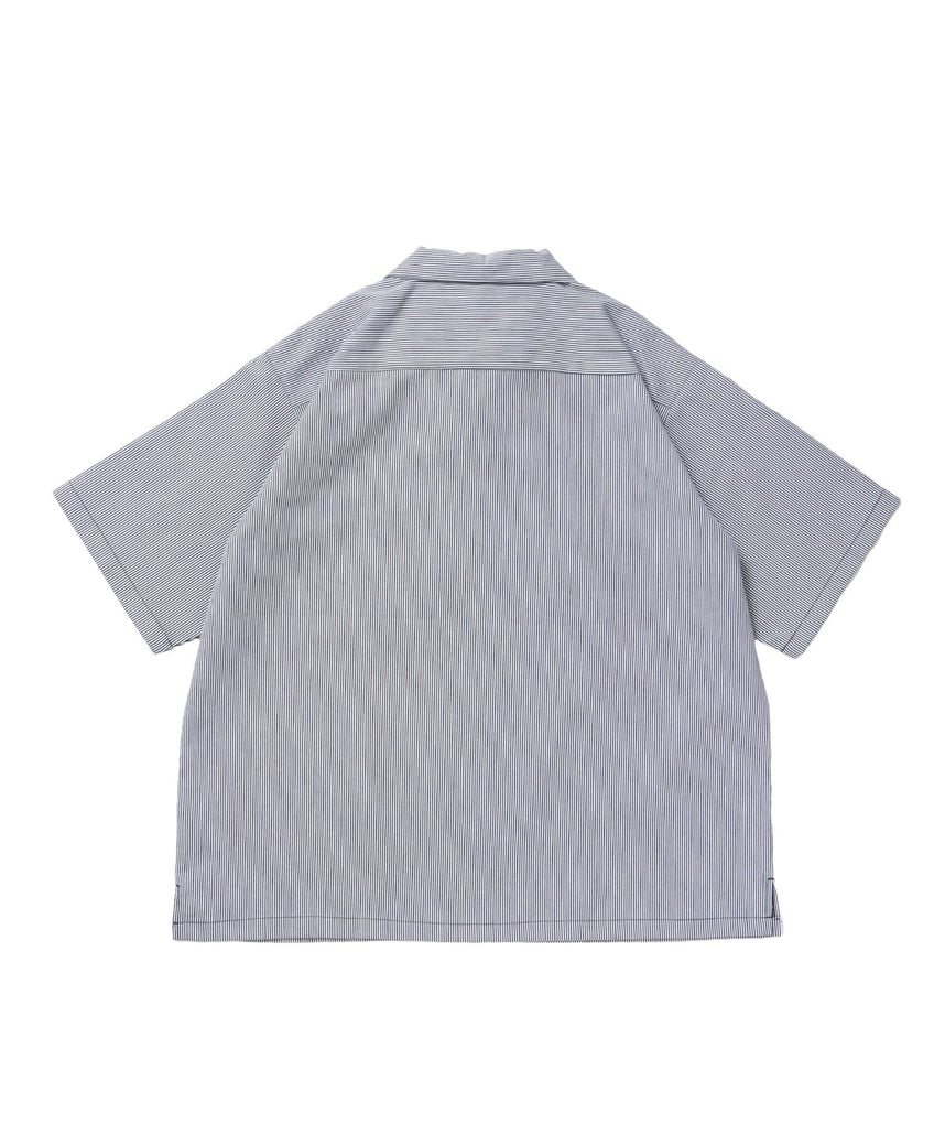 1/2ZIP S/S SHIRT / ハーフジップ シャツ 半袖 クルーネック ワンポイント ピス ワンポイント 【セットアップ着用可能】 ブルー