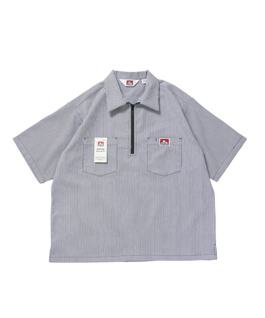 BEN DAVIS（ベンデイビス）】1/2ZIP S/S SHIRT ブルー – NAVAL Online